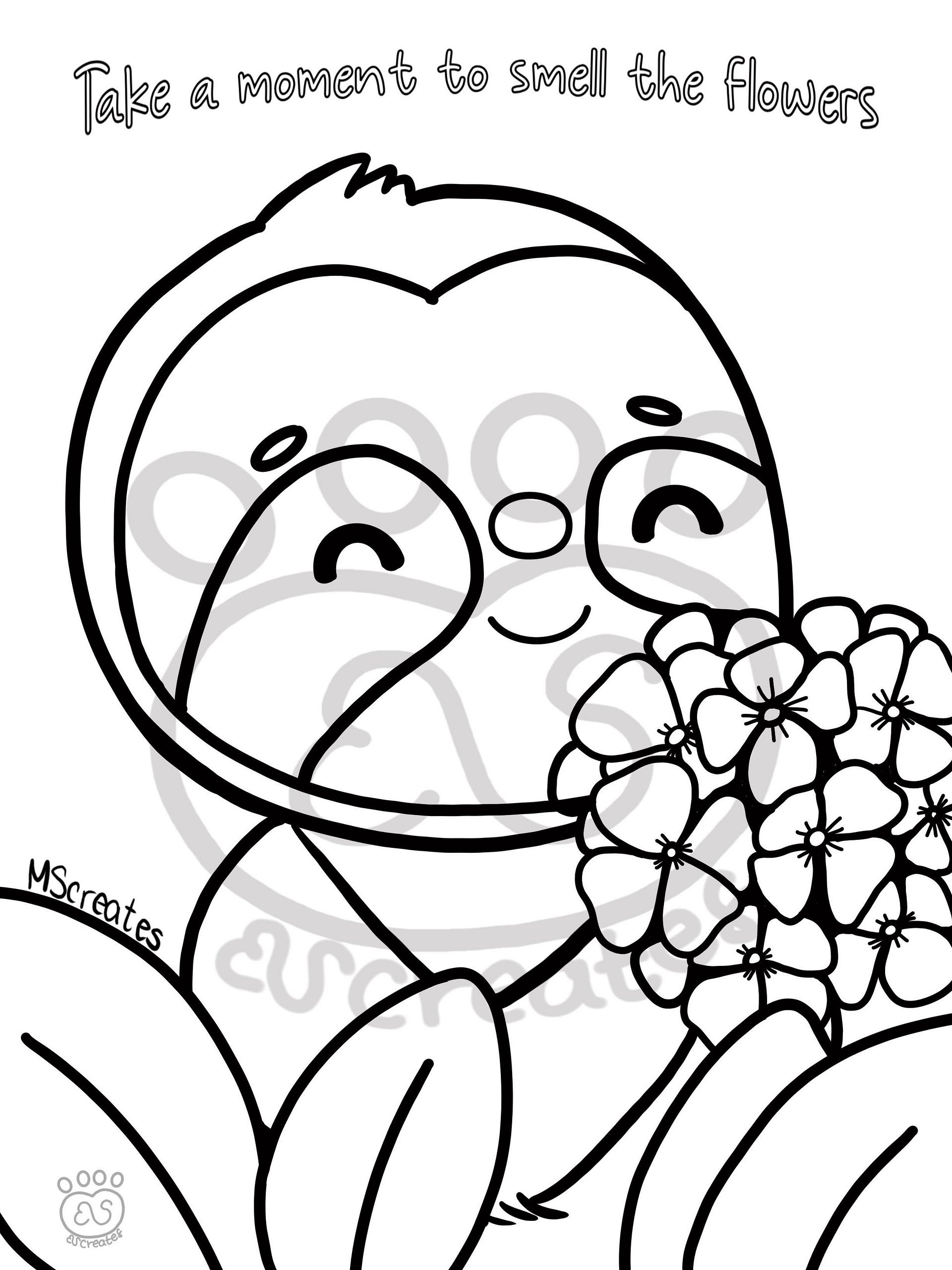 Sloth- mental health coloring page product image (6)