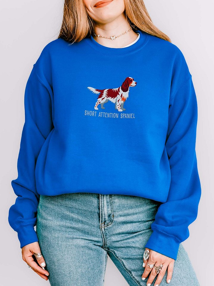 Short Attention Spaniel Sweatshirt (Embroidered) of an English Springer Spaniel(Liver Tricolor) product image (2)
