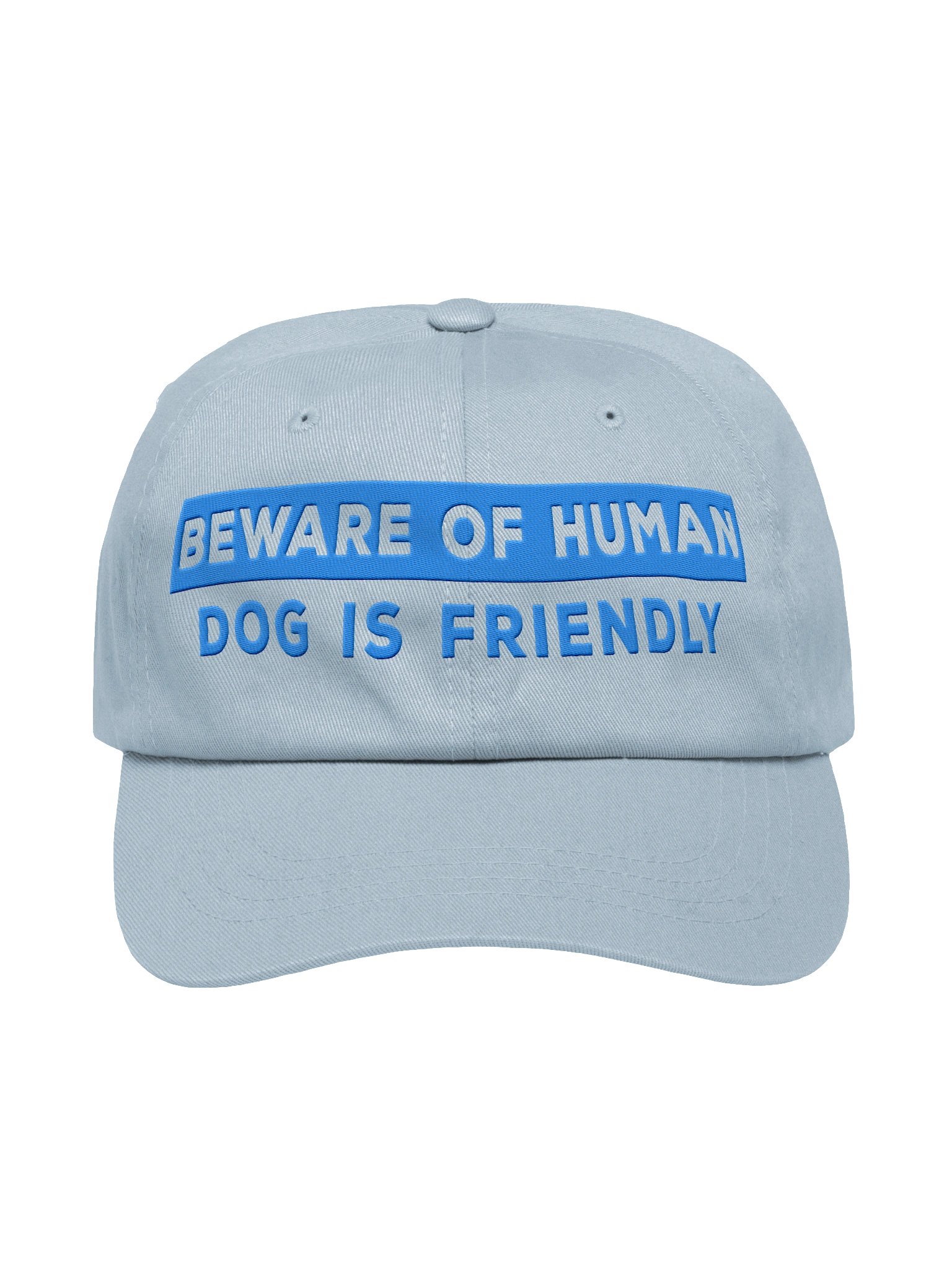 Beware of Human. Dog Is Friendly (Embroidered) Low Contrast (Aqua)Classic Dad Hat product image (1)