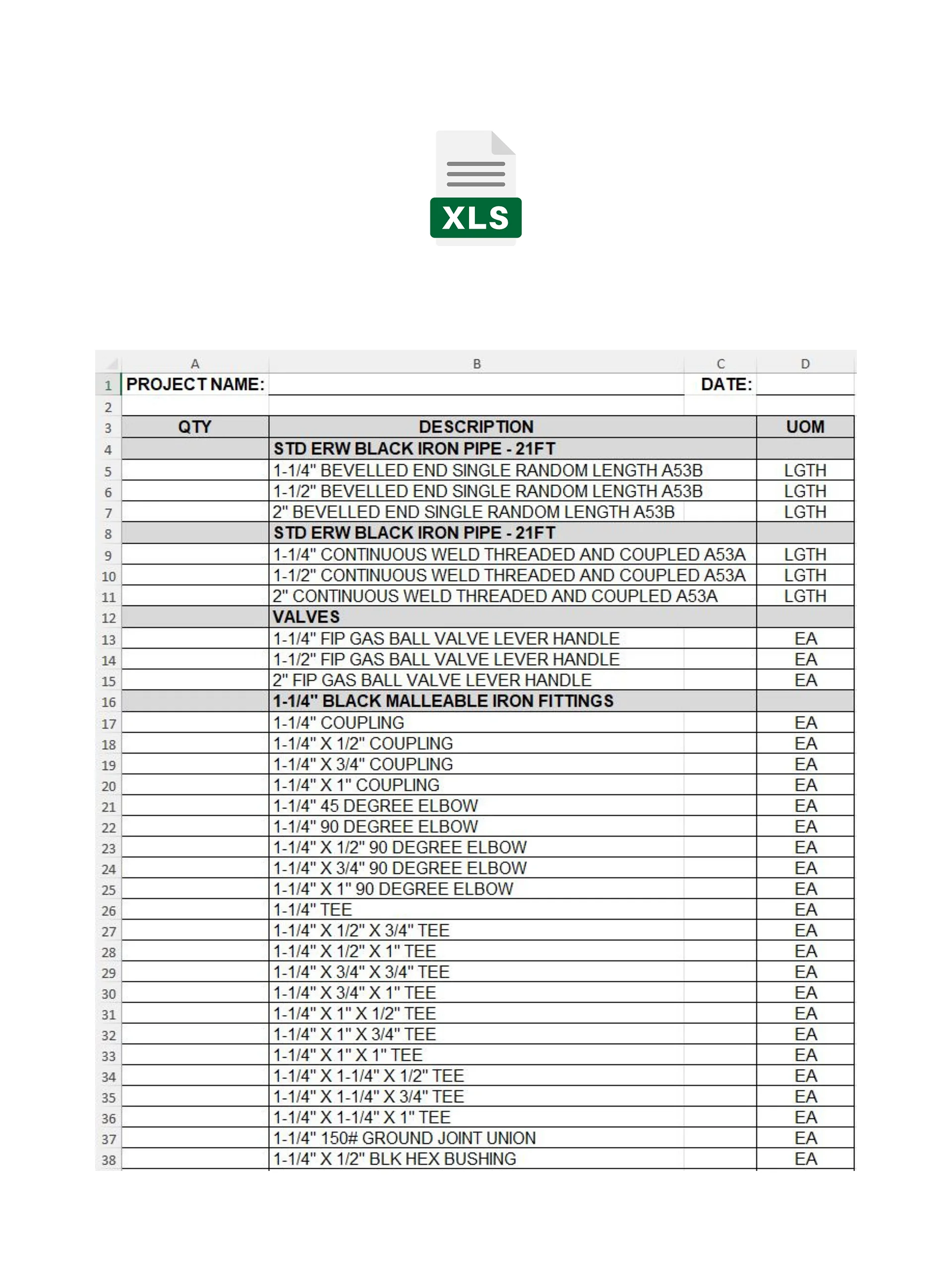 Black Iron BOM MS Excel Template No 4 product image (1)