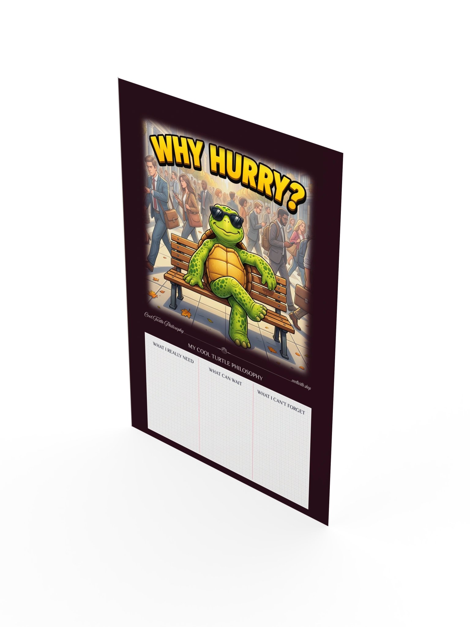 WHY HURRY? — Cool Turtle Matte Art Poster - Dark Burgundy product image (3)