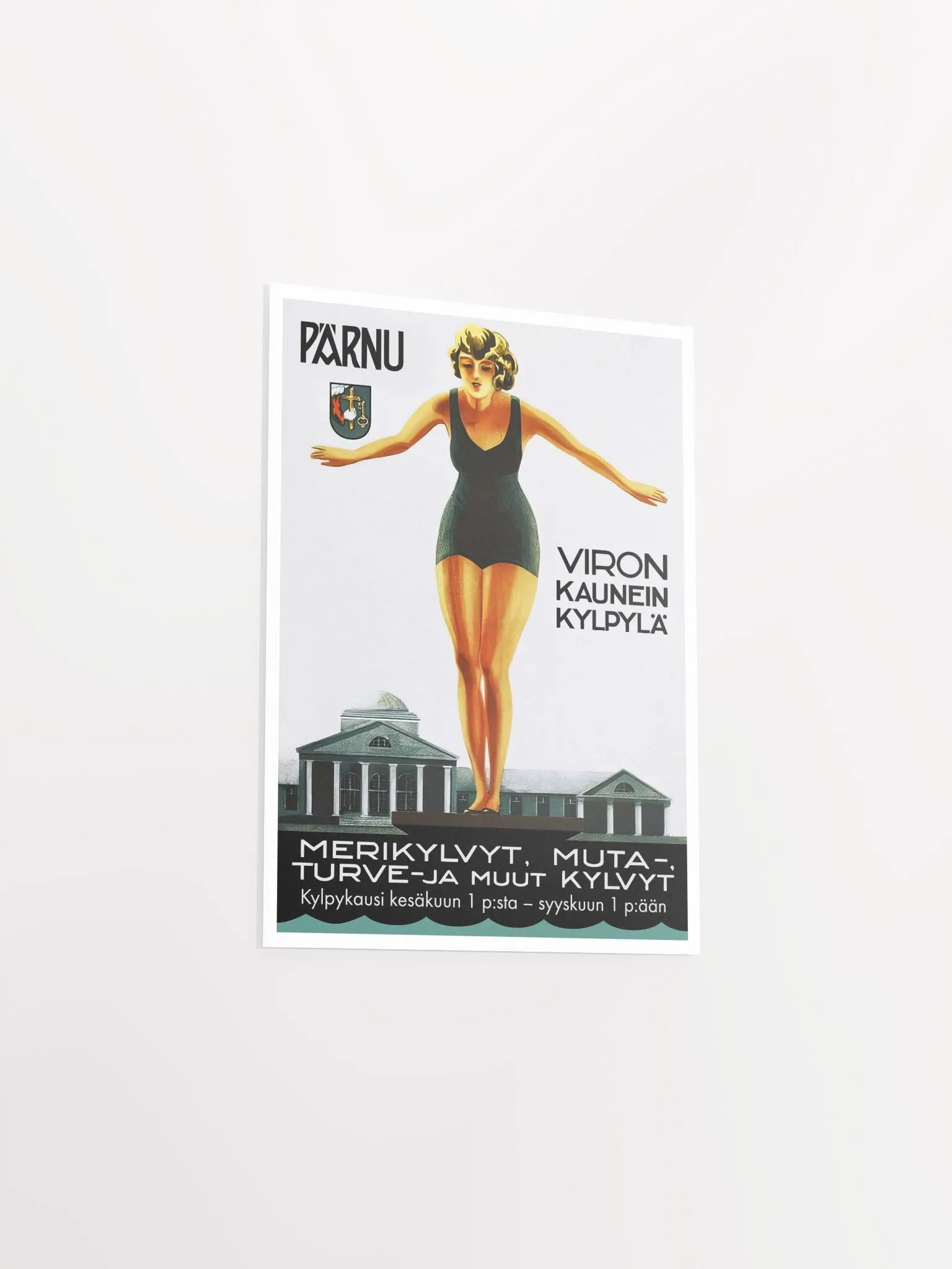 Estonia poster - Parnu/Pärnu, Viron Kaunein Kylpylä, Estonia, 1931 — retro vintage travel poster, retro travel art, retro travel wall art product image (8)