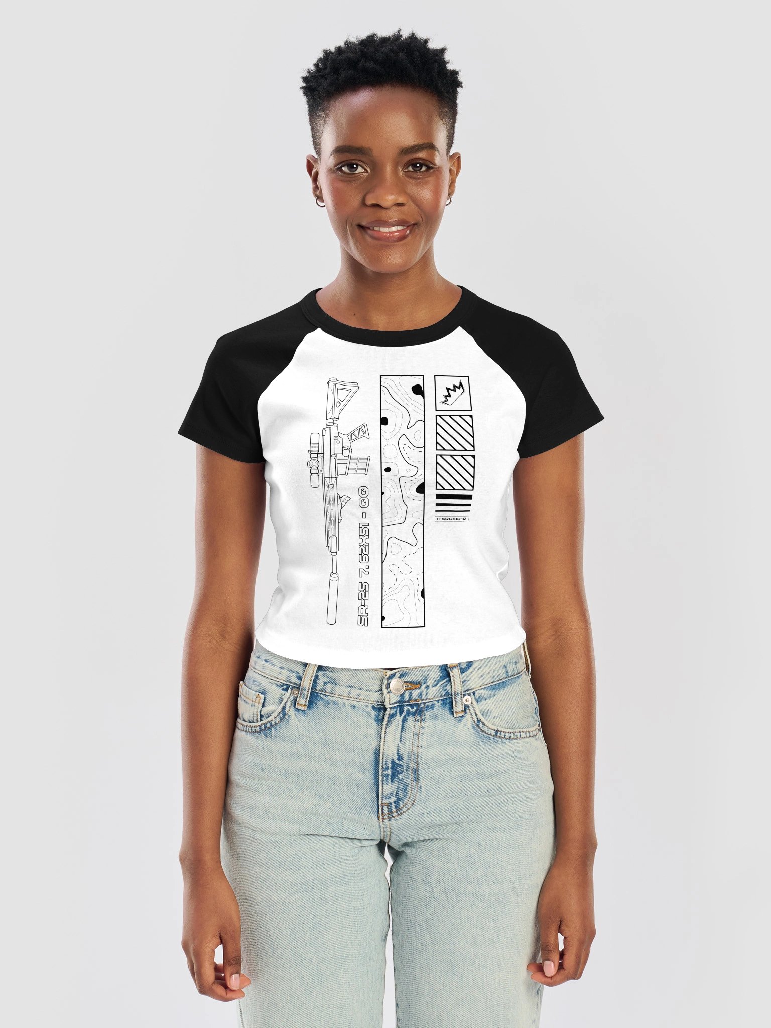 SR25 Grid Raglan Baby Tee product image (3)