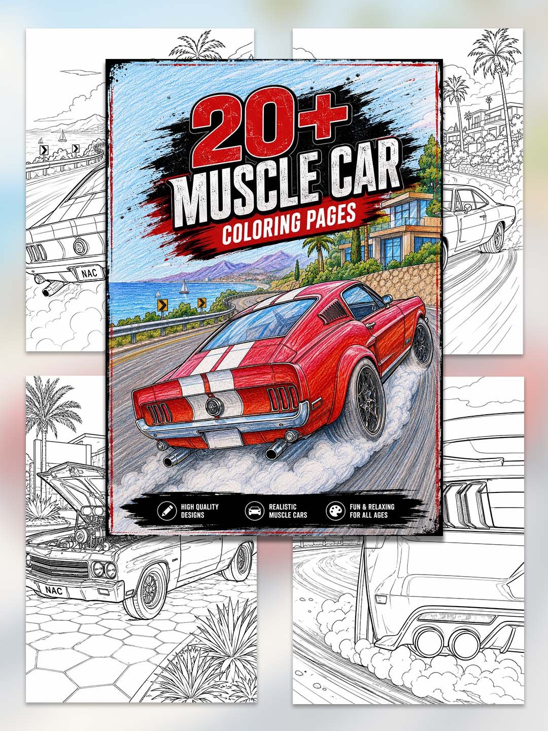 Muscle Car Coloring Pages – 20+ Printable Designs with Reference Pages product image (1)