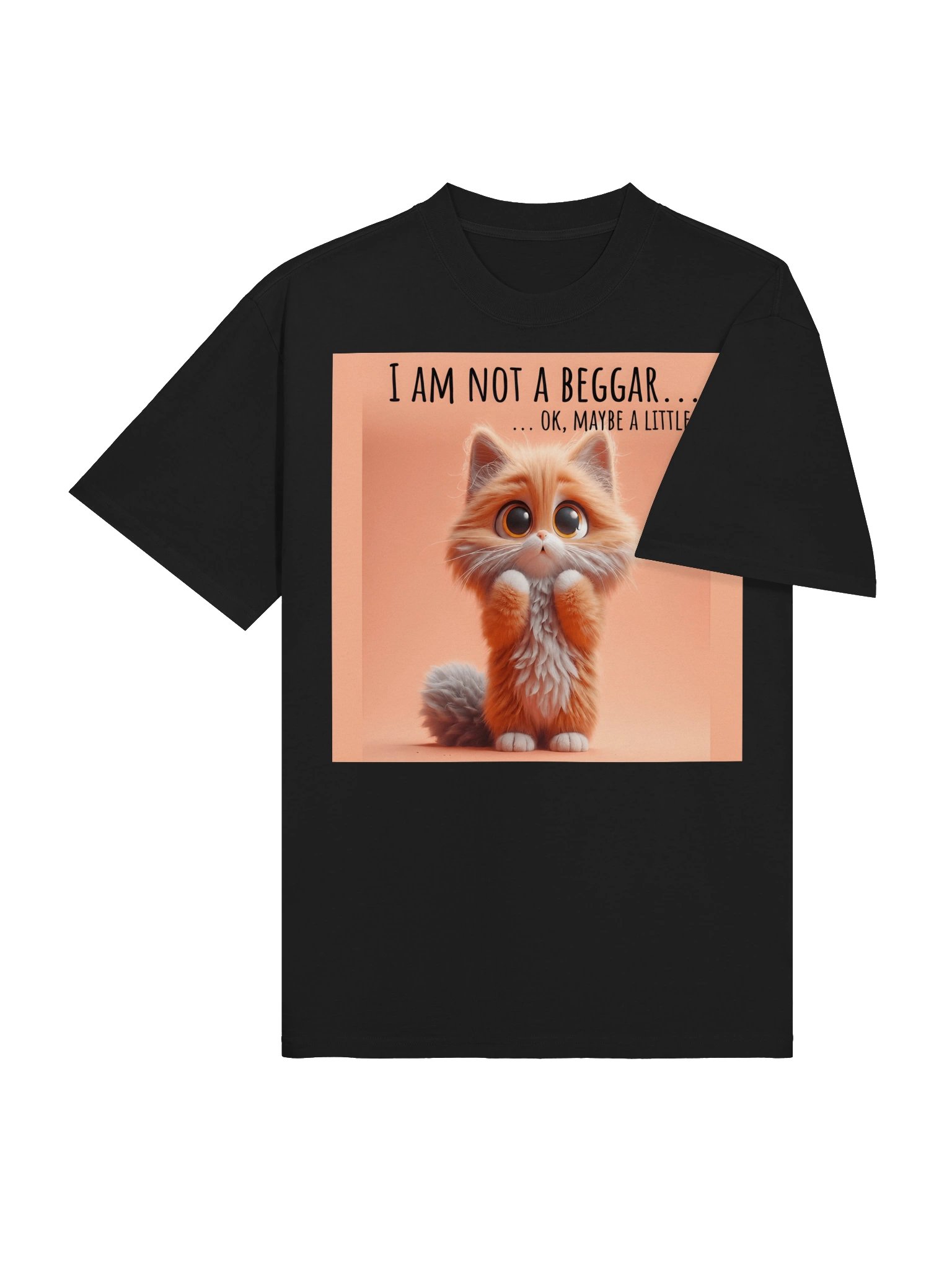Cute Begging Cat Oversized T-Shirt, Premium AS Colour Faded Black Cat Lover Gift, Funny Kitty Tee Shirt product image (6)
