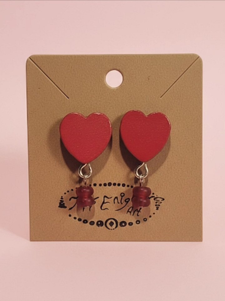 Crimson Heart Dangle Studs product image (1)