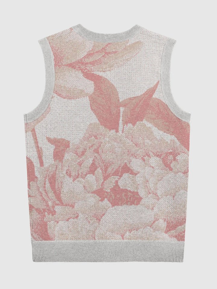 Floral Bliss Coral III Knitted V-Neck Vest product image (2)