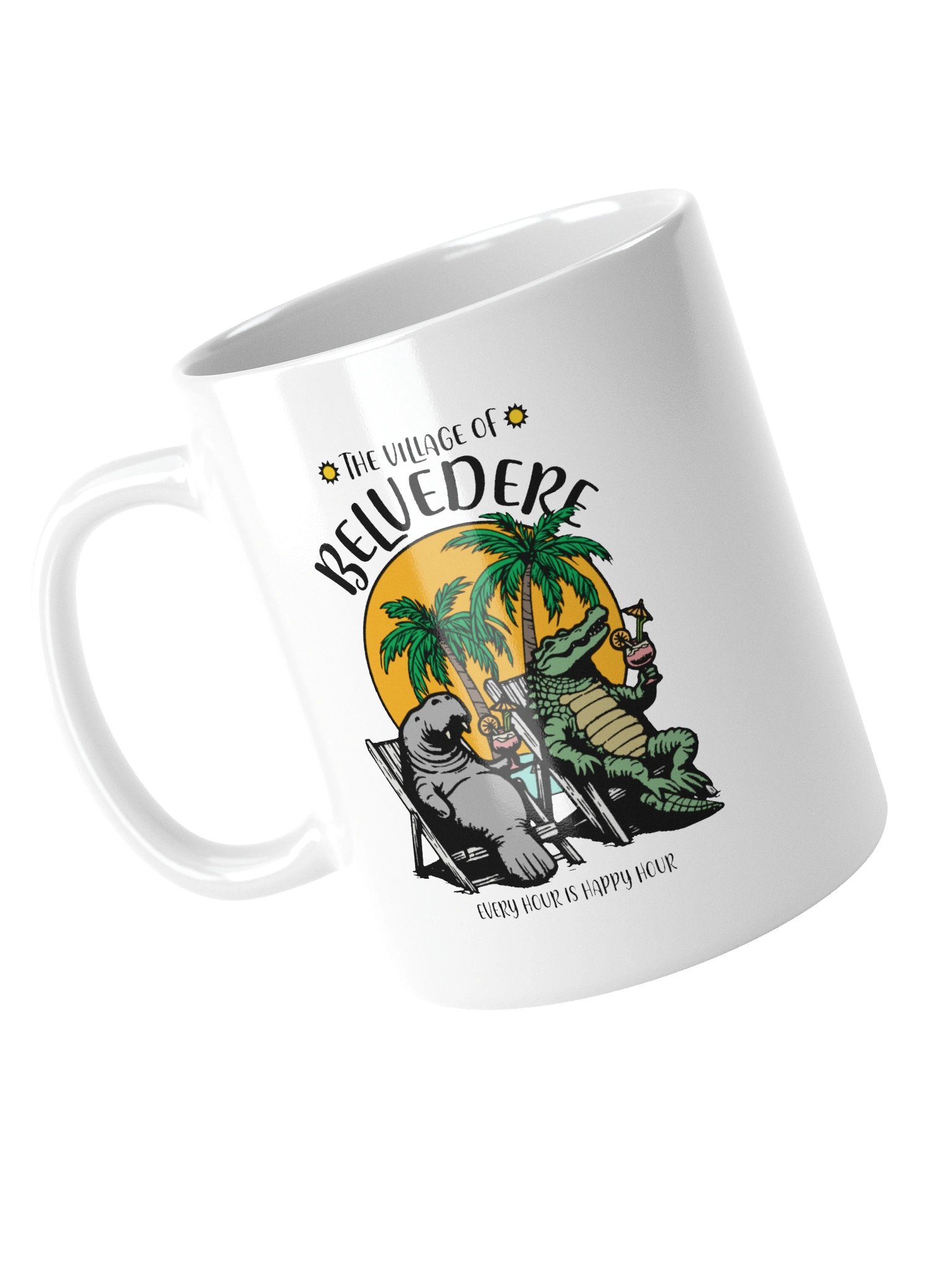 The Village of Belvedere TV Florida USA Fun Manatee Alligator Design Coffee Mug product image (11)