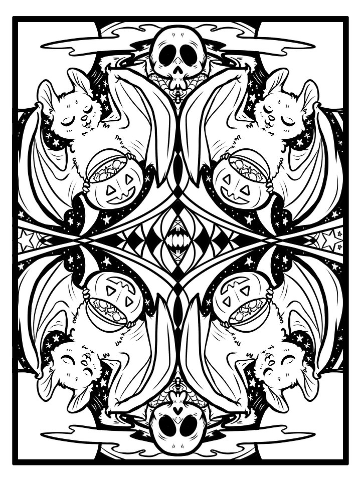Cute Cartoon Bats - Halloween - Coloring Pages product image (2)