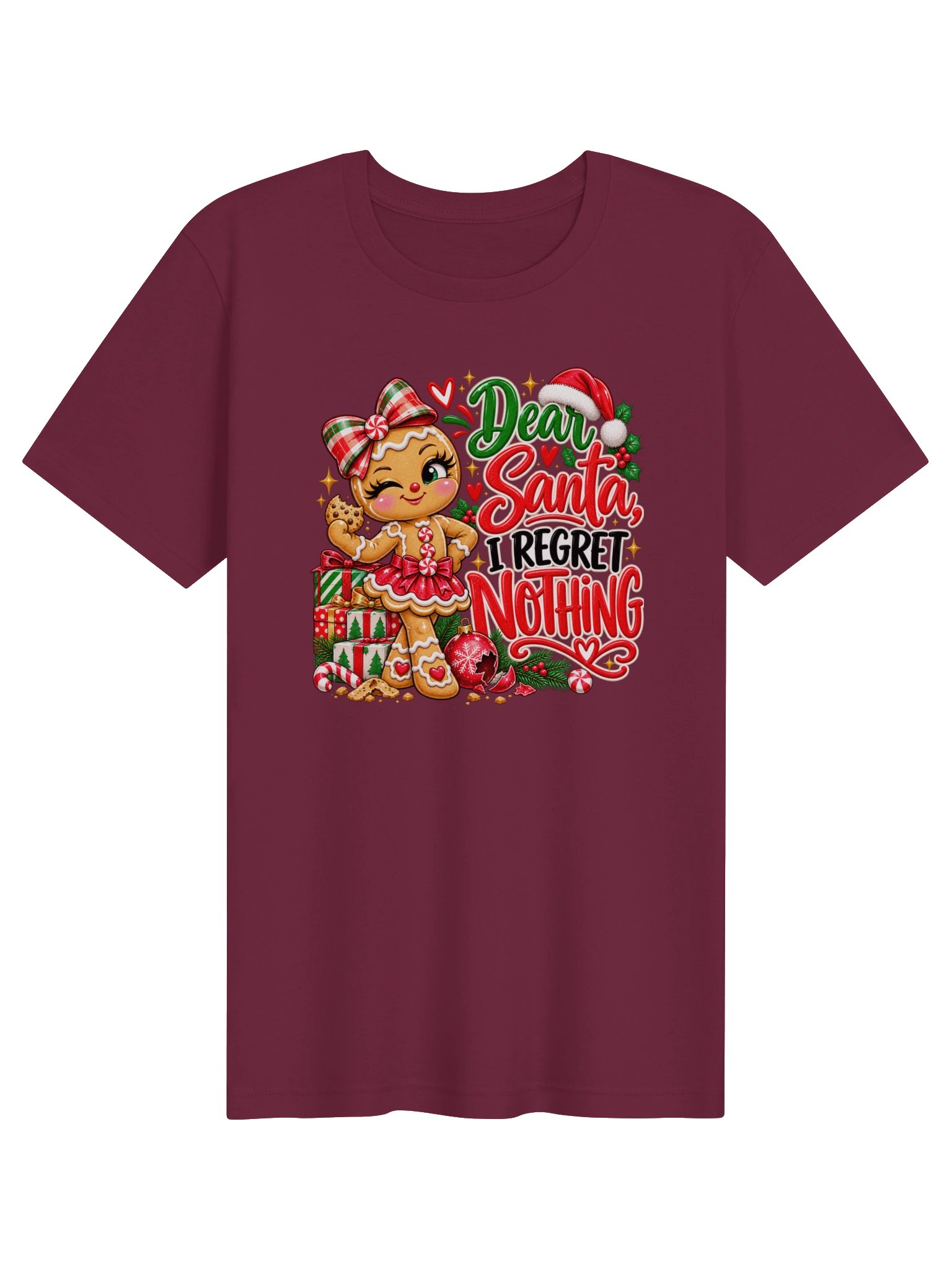 Dear Santa, I Regret Nothing – Funny Gingerbread Christmas T-Shirt product image (1)