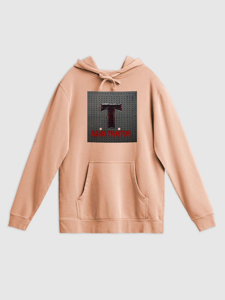 T as in traitor pigment dyed hoodie by dark alphabet product image (1)