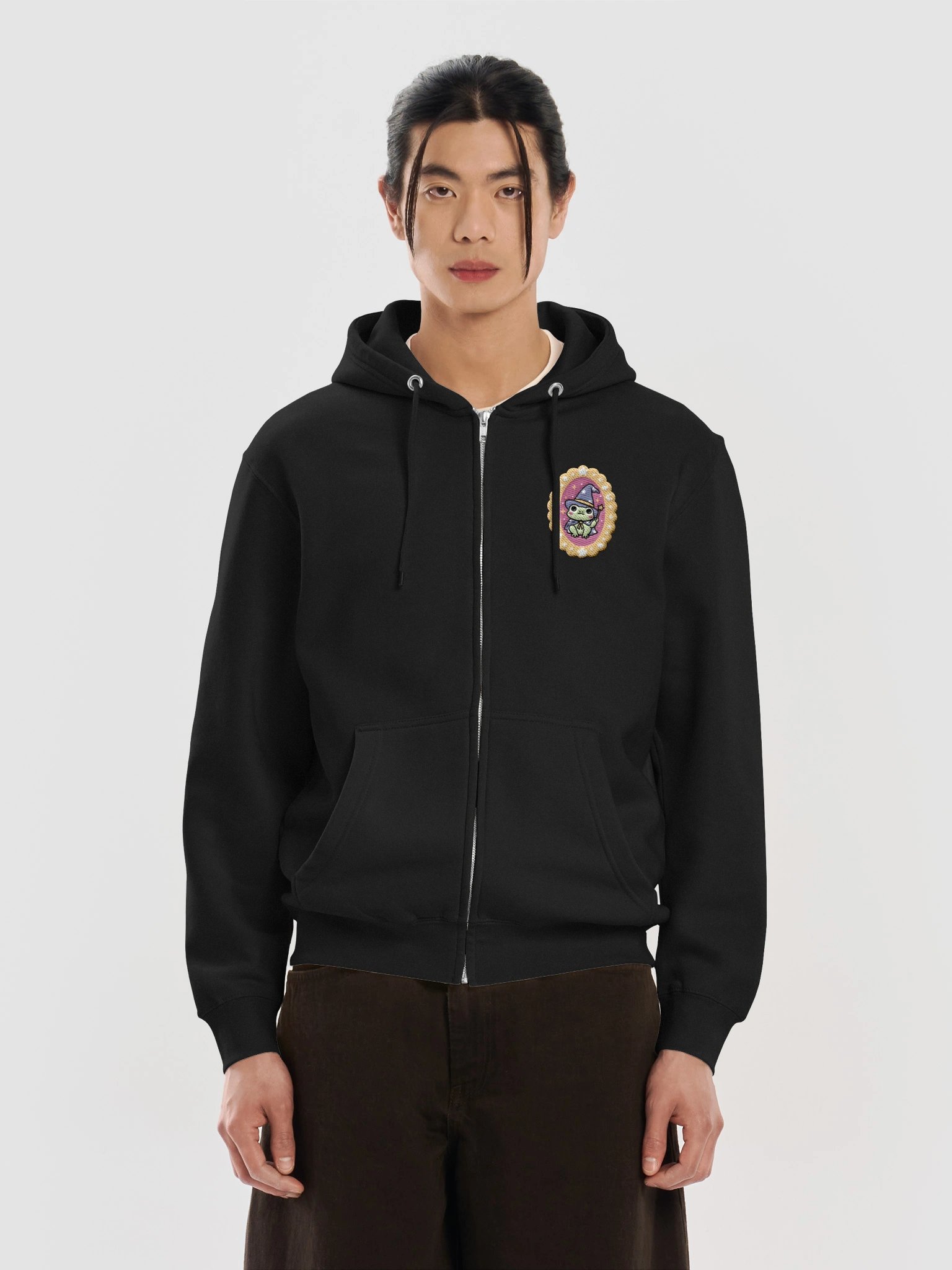 Embroidered Frog Wizard Zip Hoodie product image (5)