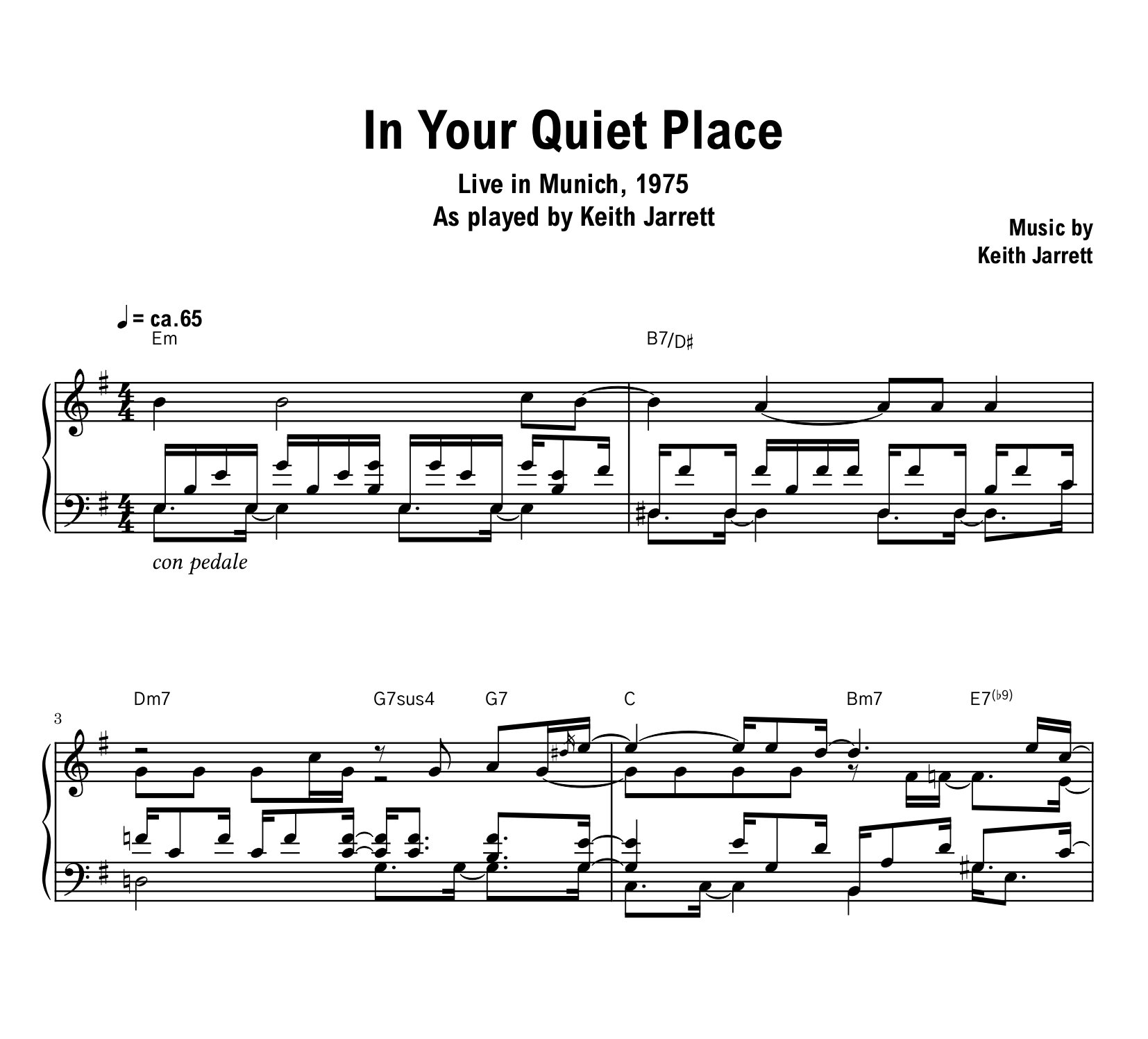 Keith Jarrett - In Your Quiet Place - Sheet music (PDF) product image (1)