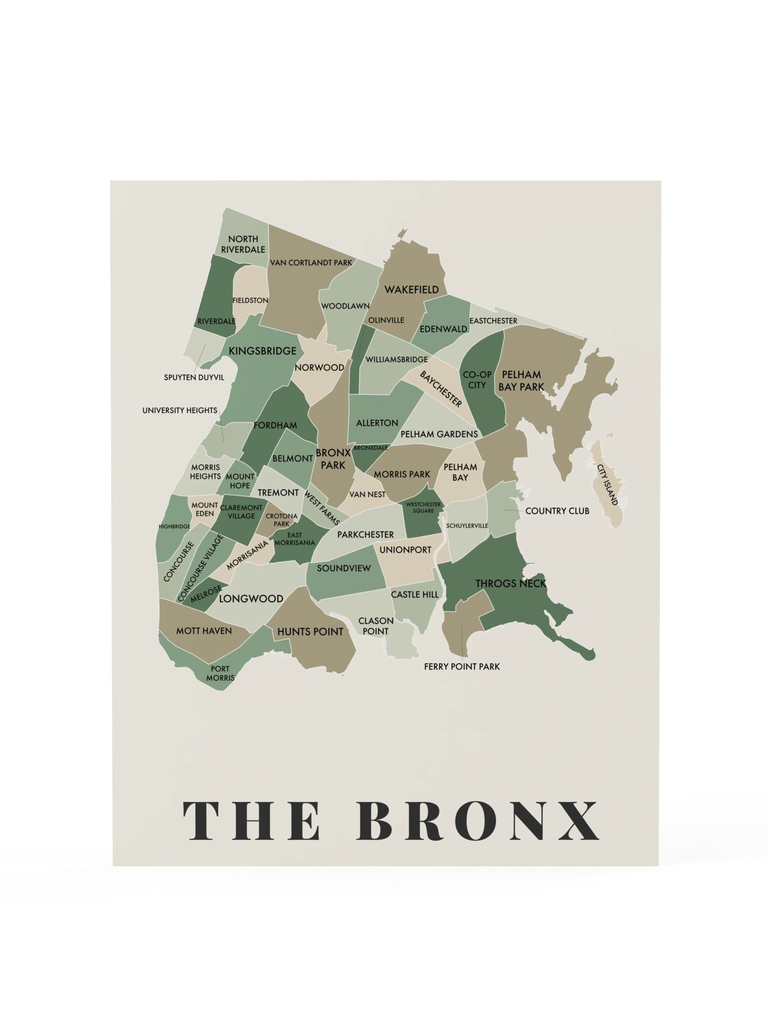 Bronx Neighborhood Map (Sage) [all] product image (2)