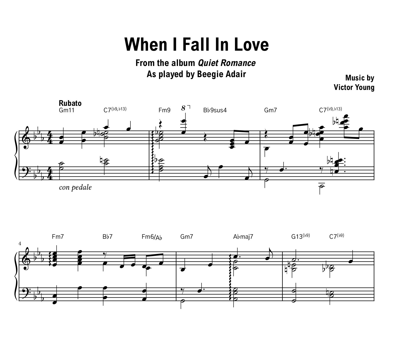 Beegie Adair - When I Fall In Love - Sheet music (PDF) product image (1)