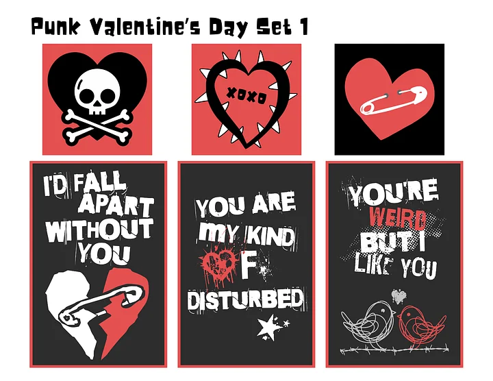 Punk VDay Cards Set 1 Printable product image (1)