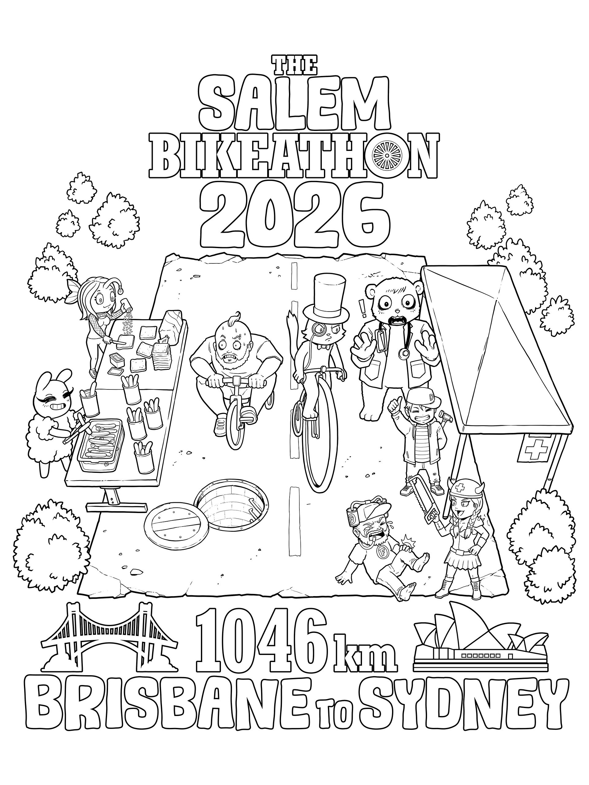The Salem Bikeathon 2026 Digital Colouring Page product image (1)