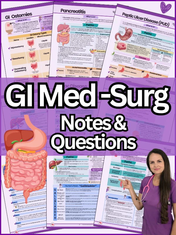 GI Med-Surg Nursing Study Notes & Practice Questions by Nurse Sarah® (Digital) product image (1)