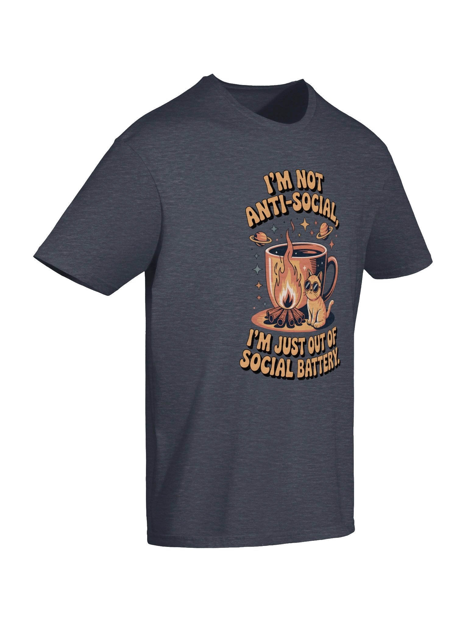 Funny Introvert Cat Coffee T-Shirt – “I’m Not Anti-Social” Graphic Tee product image (6)