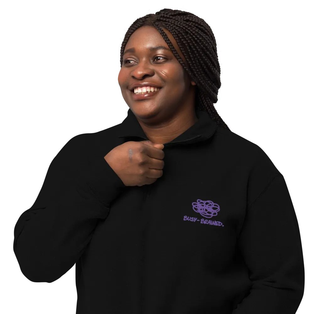 BUSY-BRAINED (purple) embroidered quarter zip product image (3)
