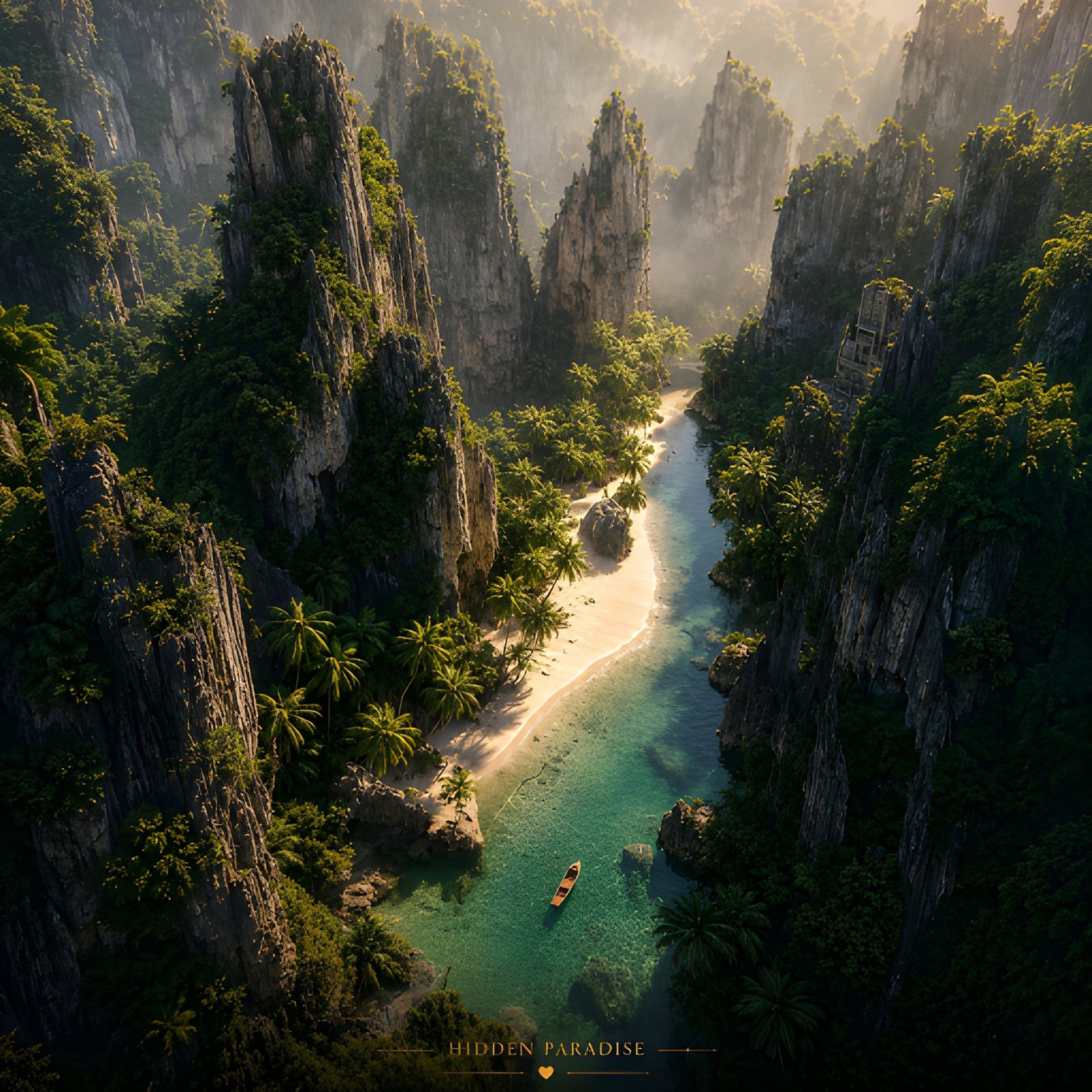 Hidden Paradise Lagoon Wall Art | Tropical Cliff Beach Printable Digital Download 8K product image (2)