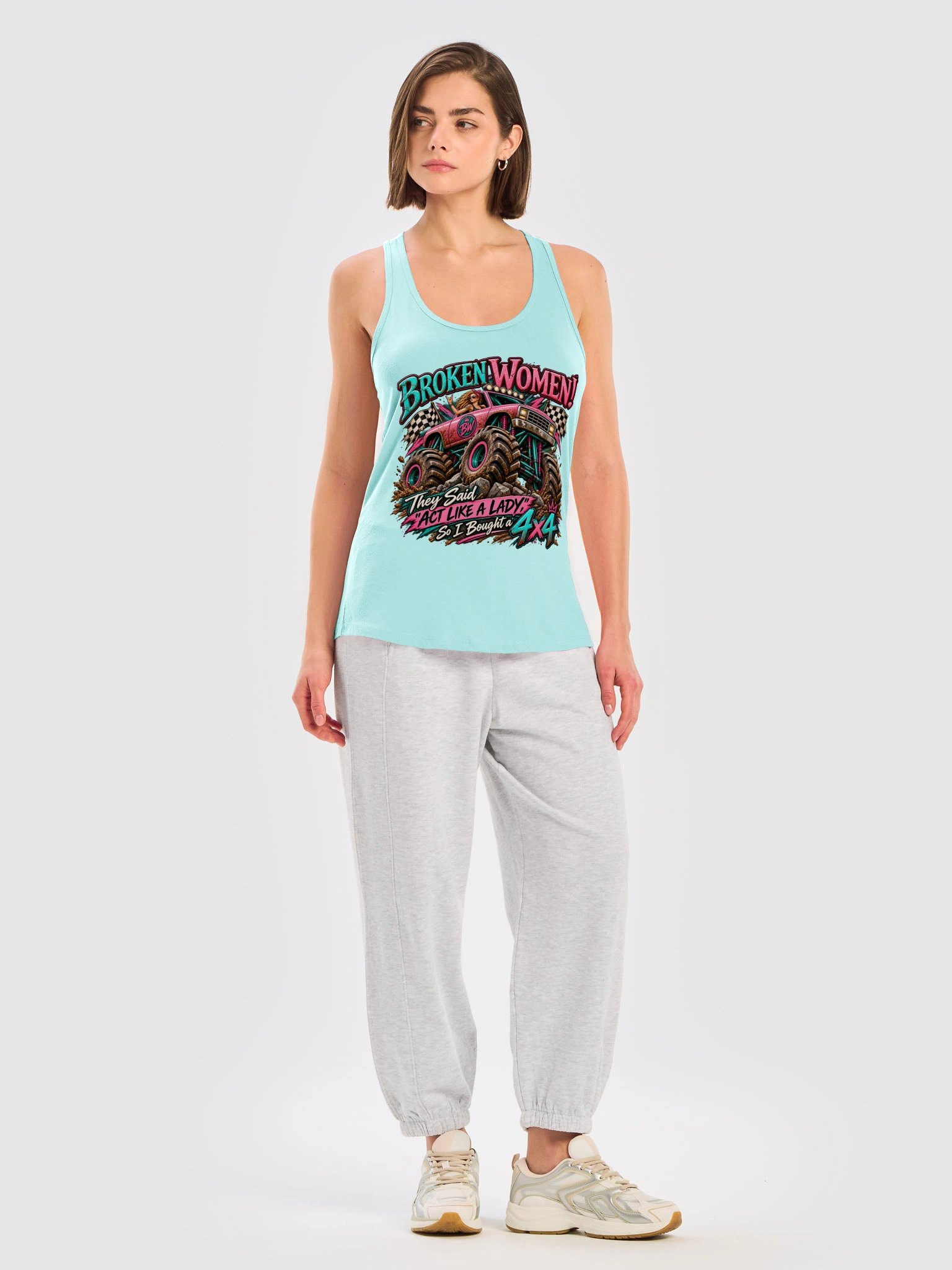 BROKEN WOMEN!™ — They Said “Act Like a Lady,” So I Bought a 4x4. Racerback Tank product image (29)
