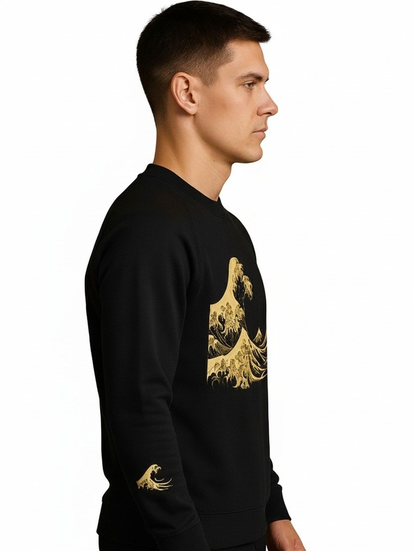 Black & Gold Ocean Wave Premium Sweatshir product image (4)