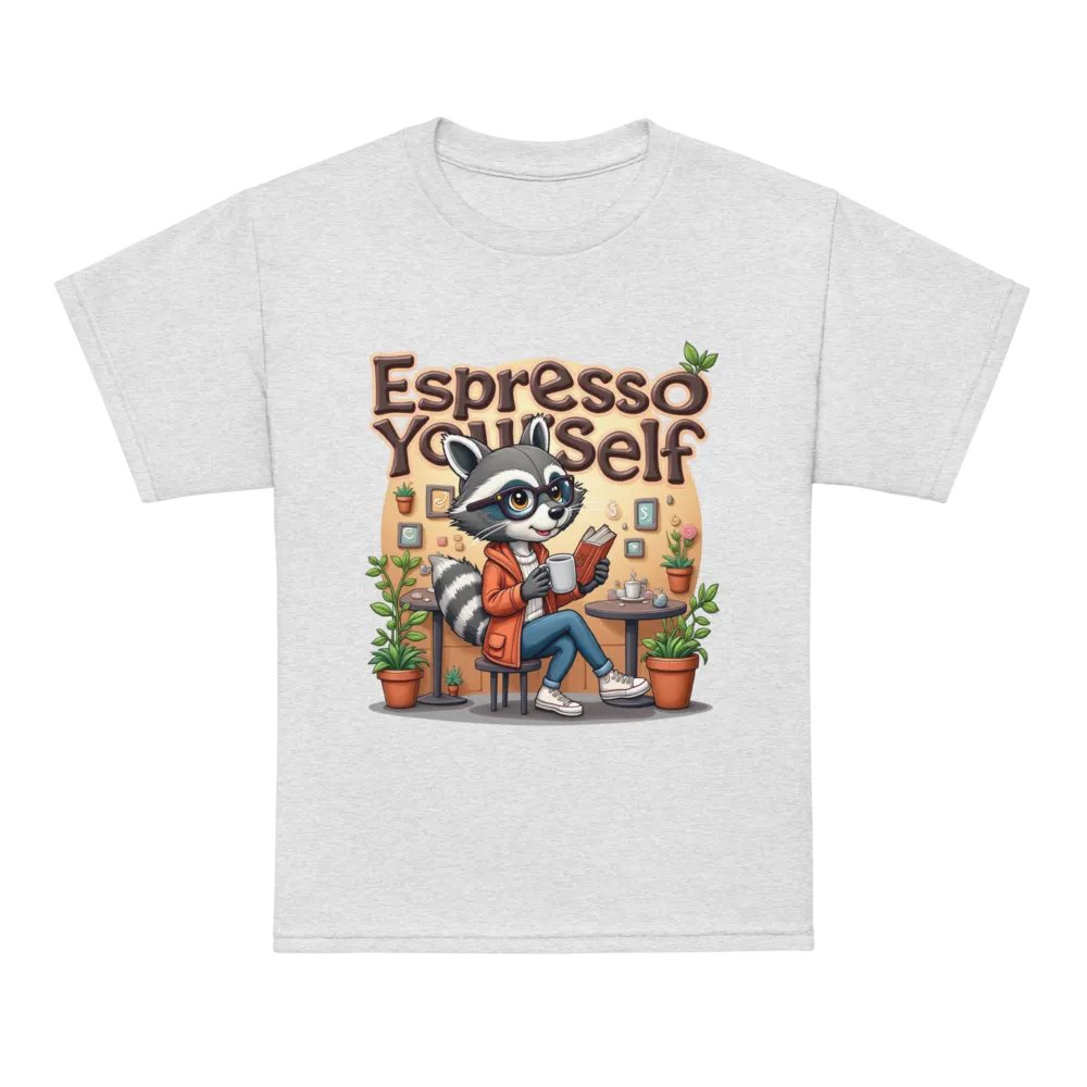 Espresso Yourself Raccoon Youth Sports Tee product image (72)