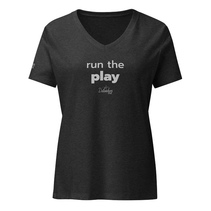 Run the Play Dark Feather Flow Women's V-Neck T-Shirt product image (1)
