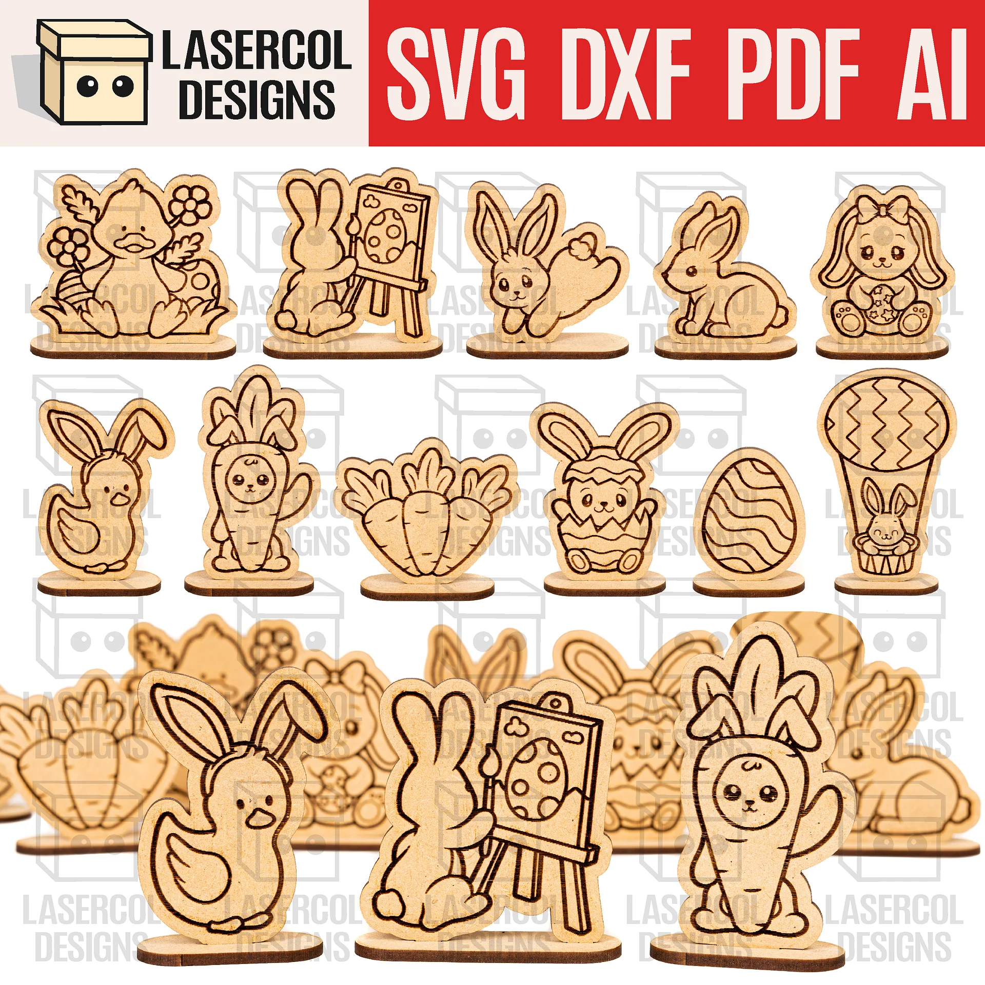 Easter Cutouts With Base Mega Bundle (+80) - Laser Cut Files product image (4)