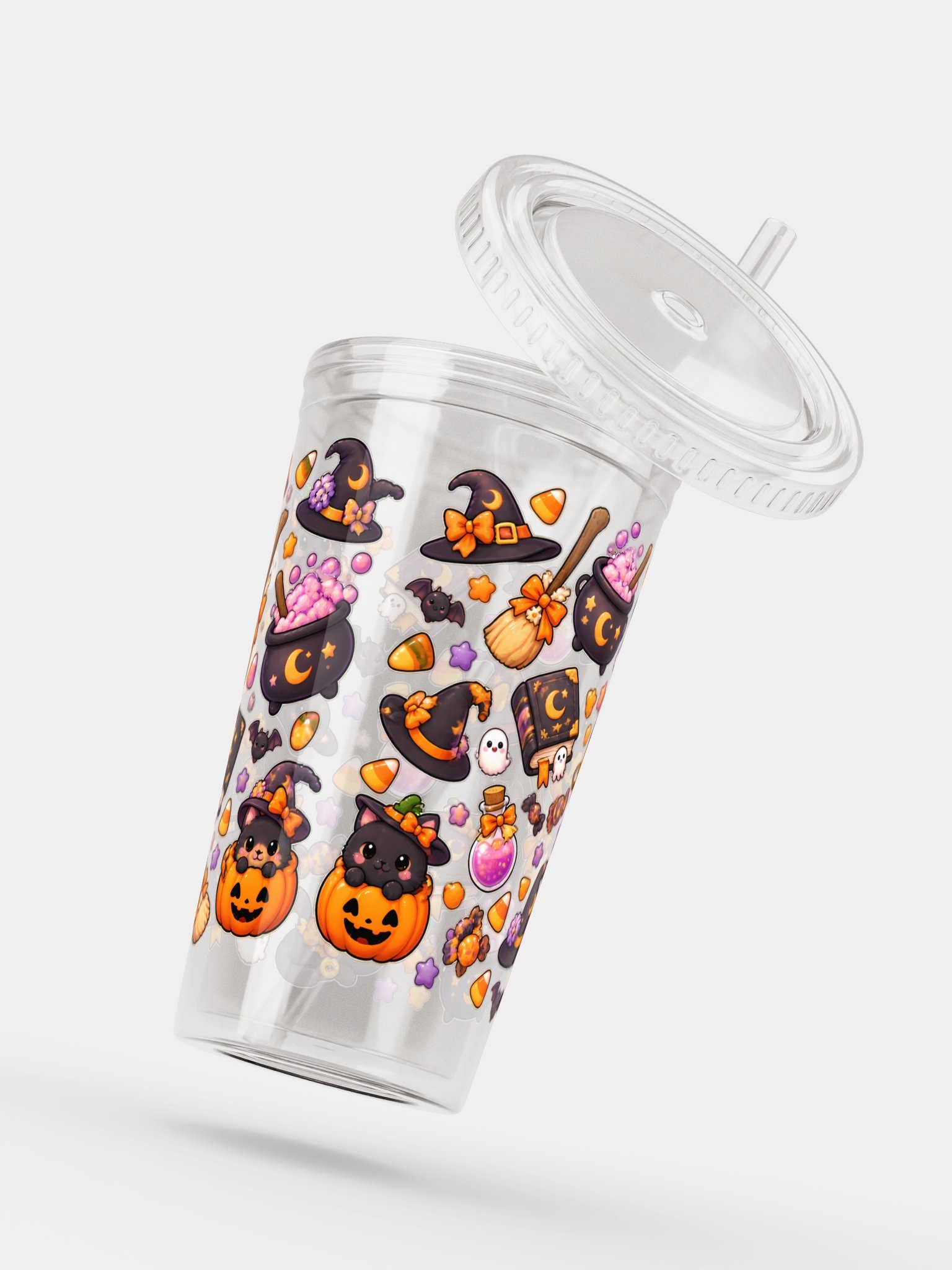Cute Witch Vibes Clear Dual Wall Tumbler 16 Oz (473 ml) product image (5)