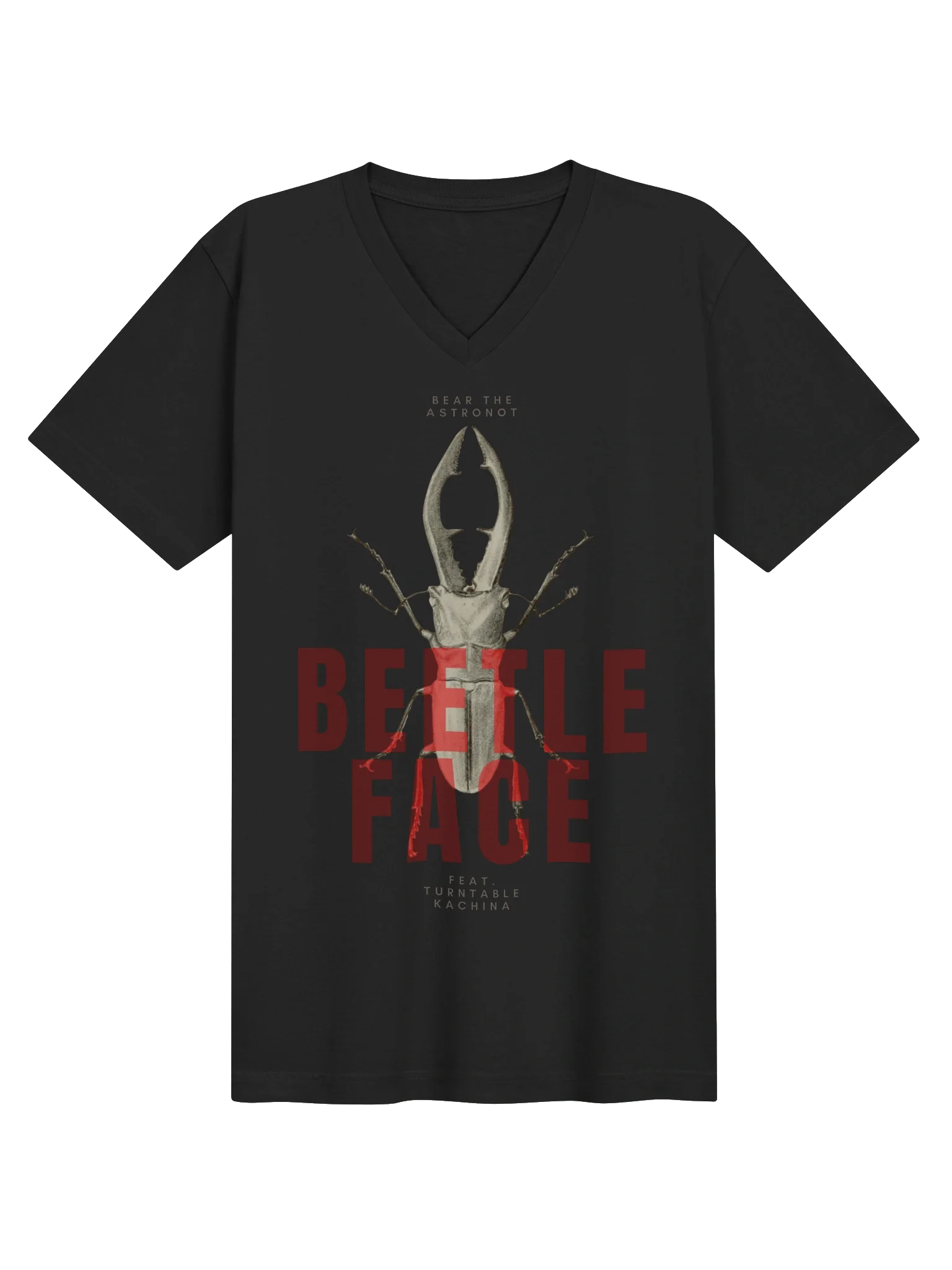 Bear the Astronot & Turntable Kachina BEETLE FACE V-neck T-shirt — view 2