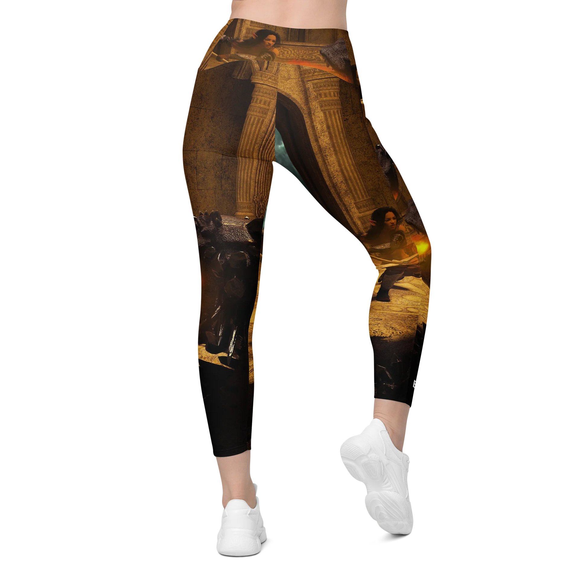 'Elven Stories - Warriors Cry Too' Crossover Leggings with Pockets product image (2)