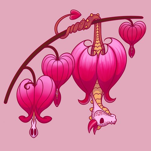 Final flower dragon design for now! This little fella is a bleeding hearts or a tears of grass dragon. The flower represent l...