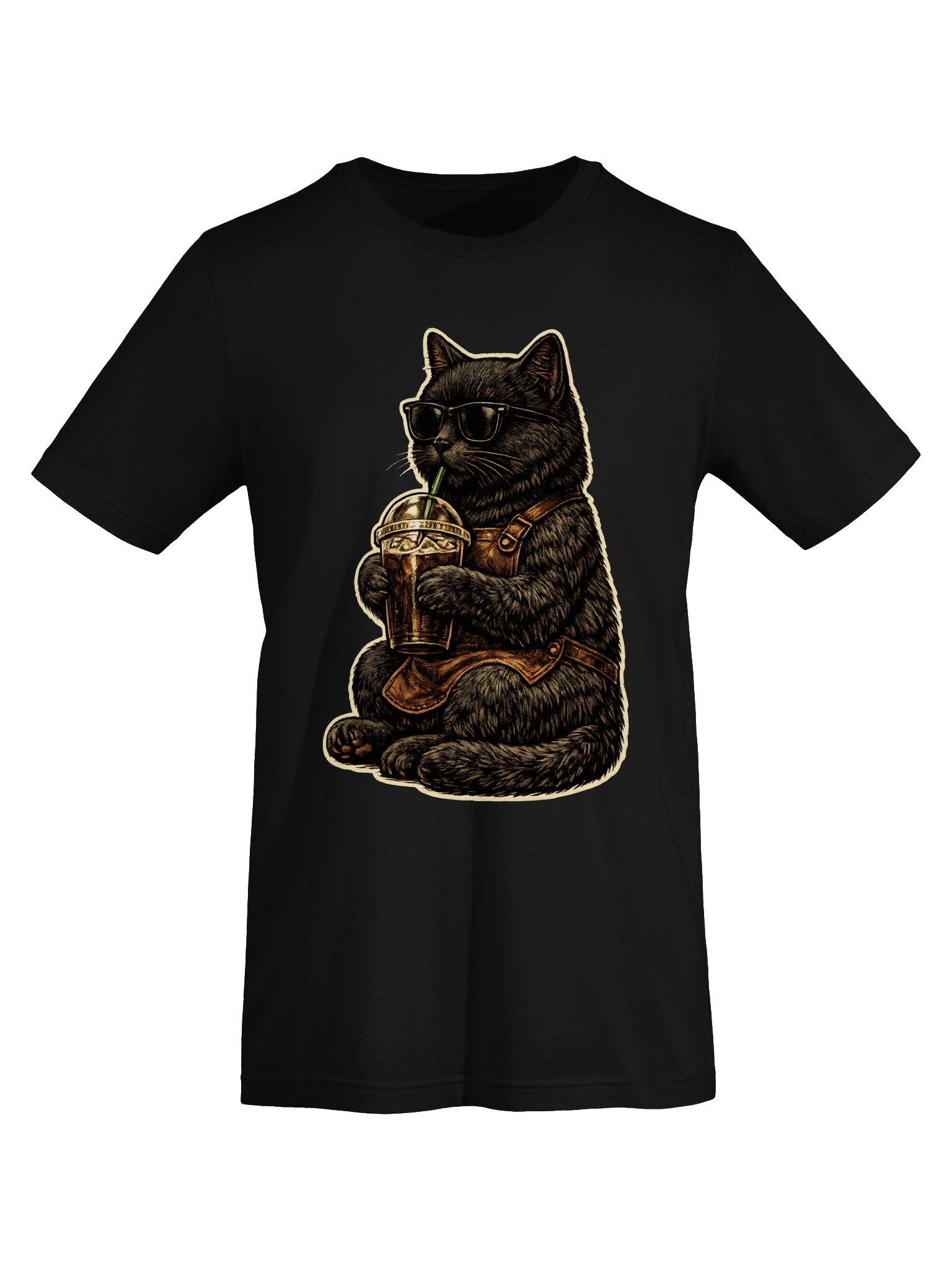Black Cat Iced Coffee Tee | Vintage Black Cat Lovers Collection product image (17)