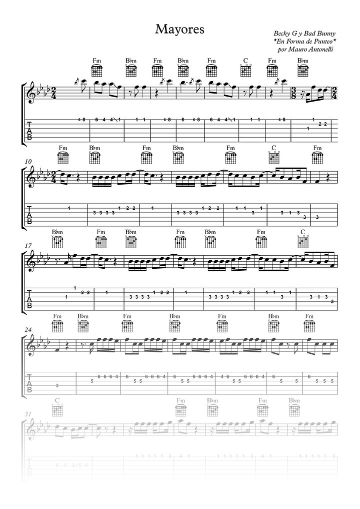 Mayores - Partitura + Tab + Acordes + Pista product image (1)