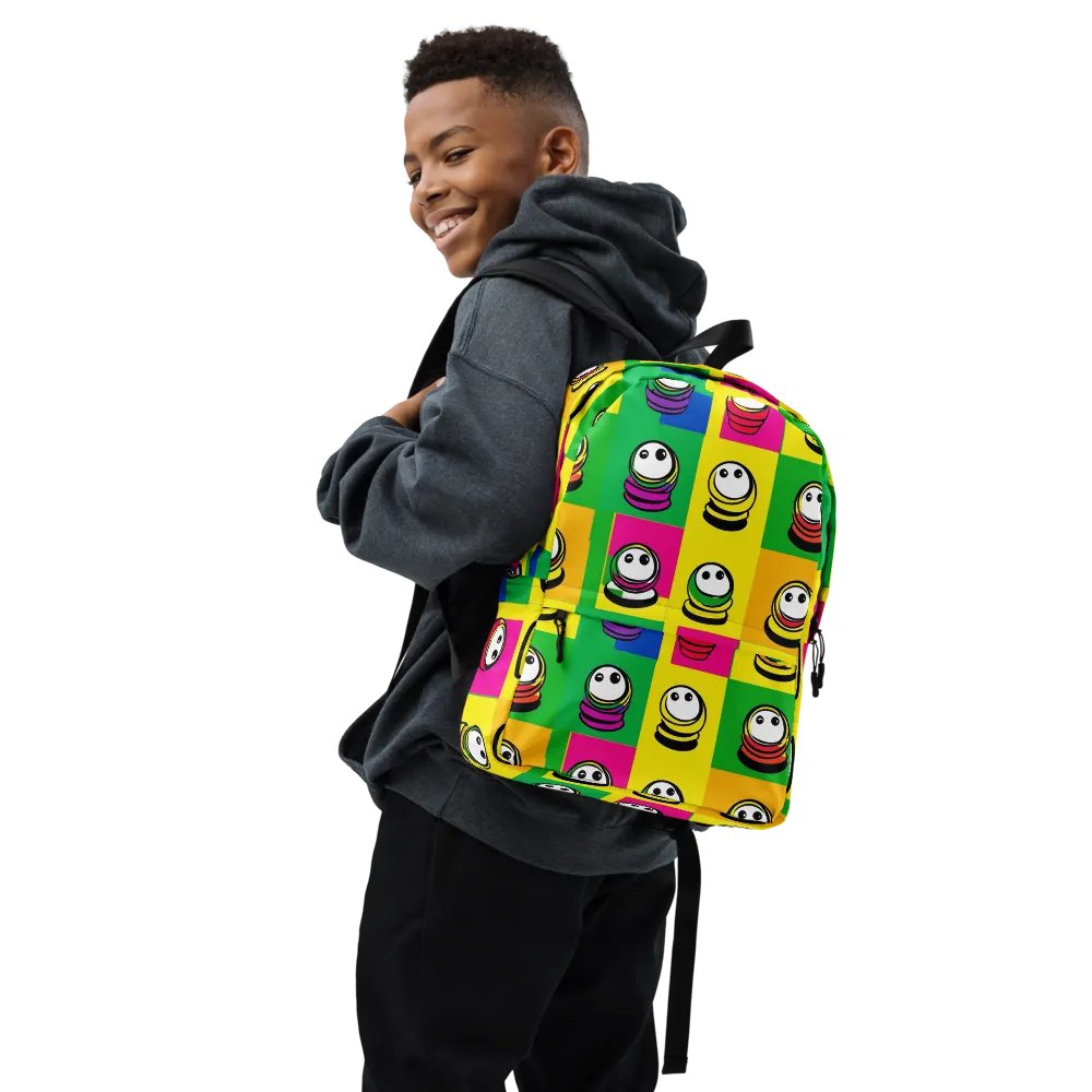 Whimsical Character Grid All-Over Print Backpack product image (7)