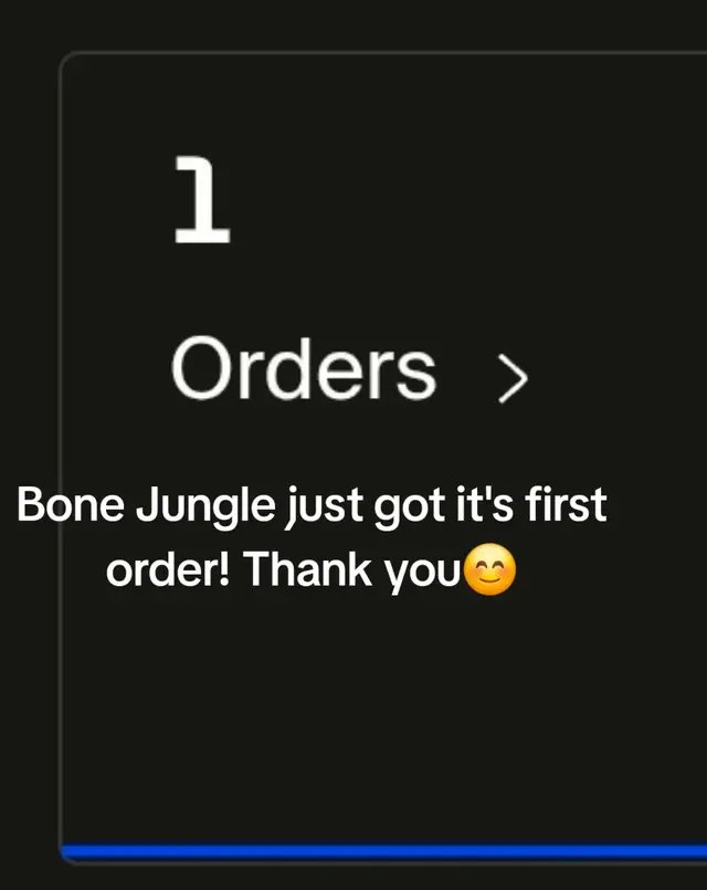 Bone Jungle officially got its very first sale! 🎉 We're so incredibly excited about this milestone. Thank you for your support! #BoneJungle #FirstSale #Excited