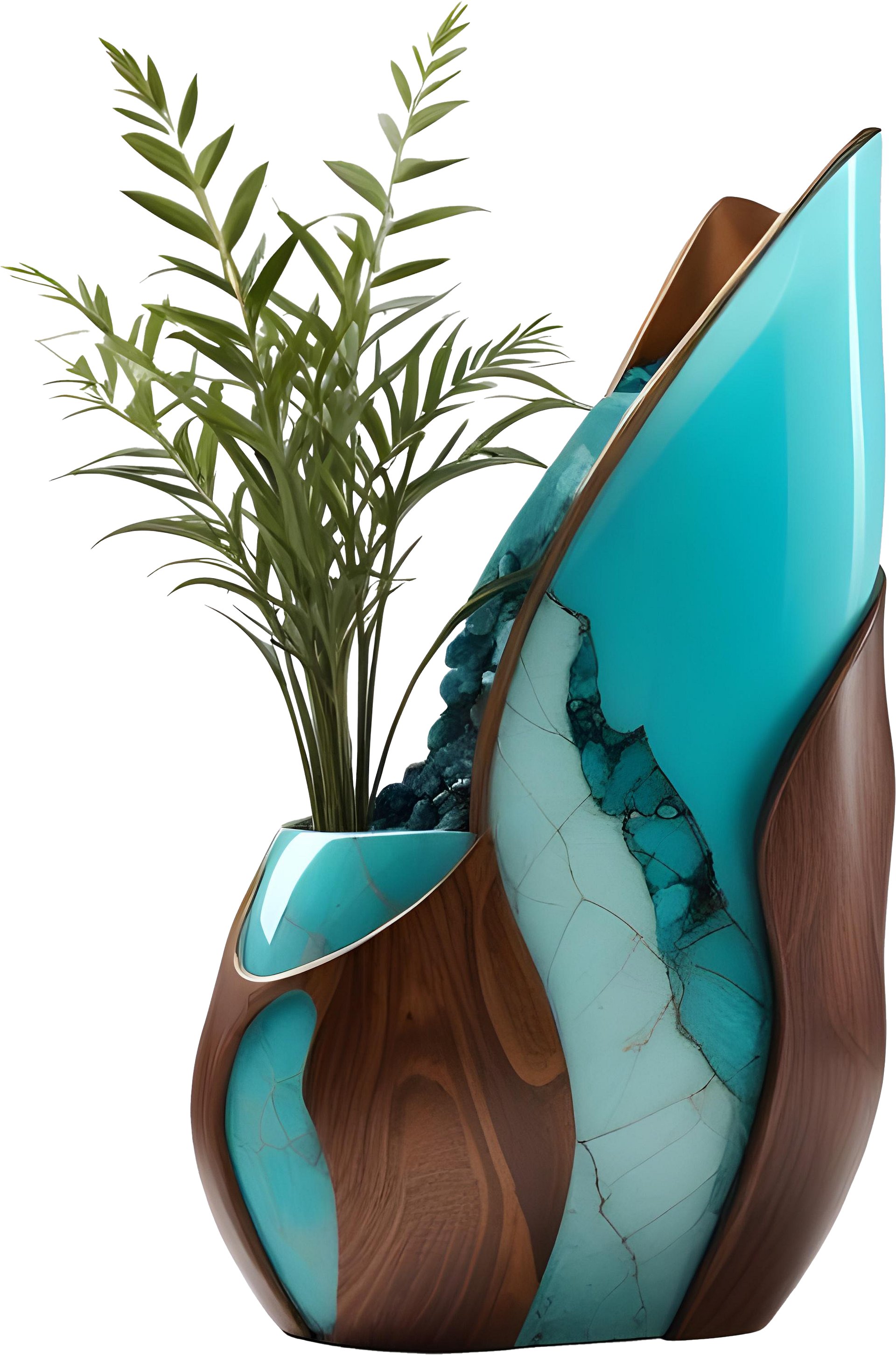 Turquoise Art Deco Style Vase, PNG product image (1)
