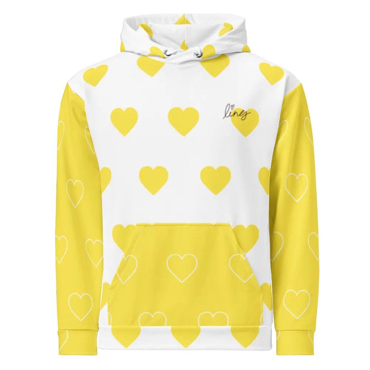 Lingling Kwong Heart Design Unisex Hoodie (White & Yellow) product image (1)