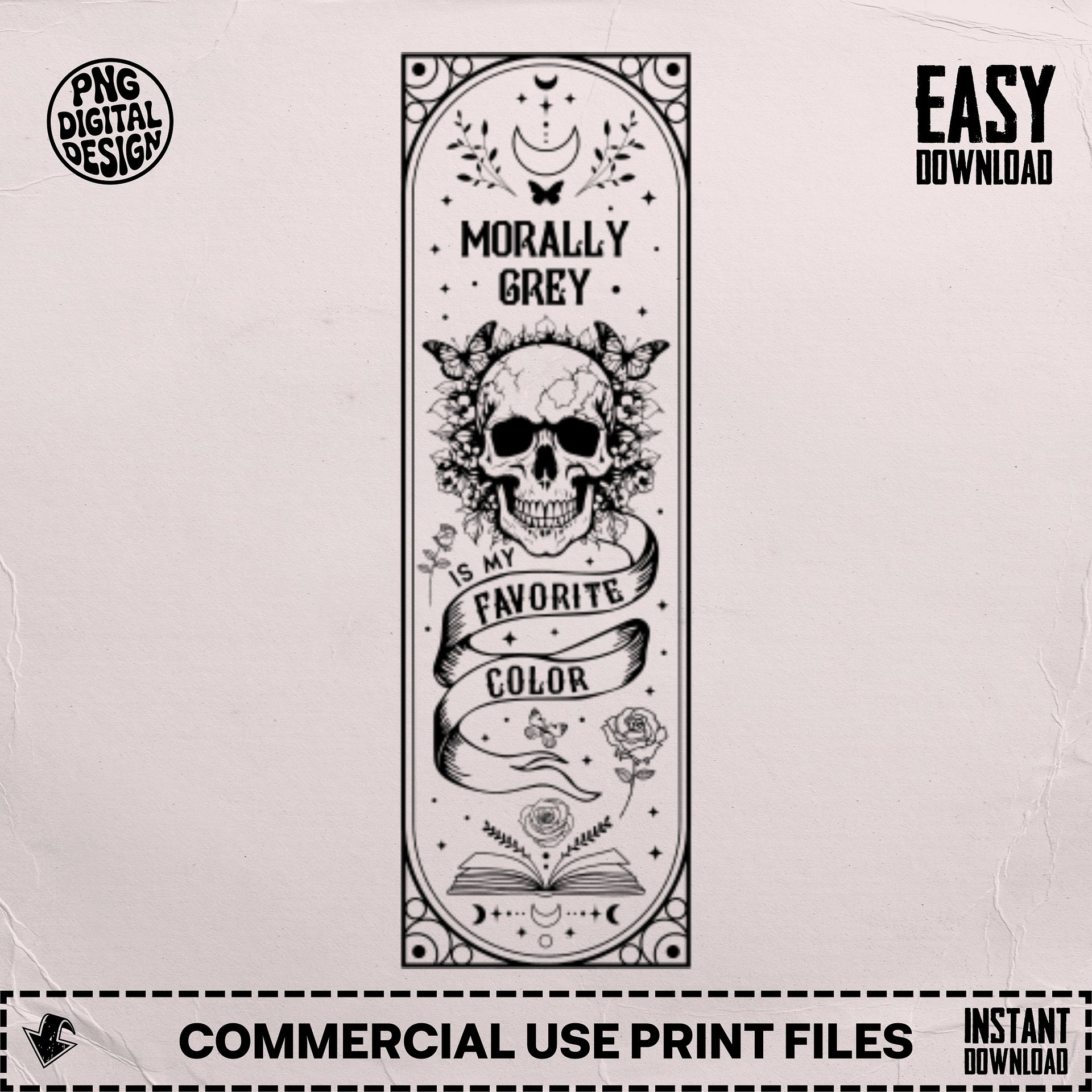 Smutty Morally Grey Bookish Reader Tarot Bookmark SVG, Laser Cut File, Celestial Skull and Roses Dark Romance, Instant Digital Download product image (6)
