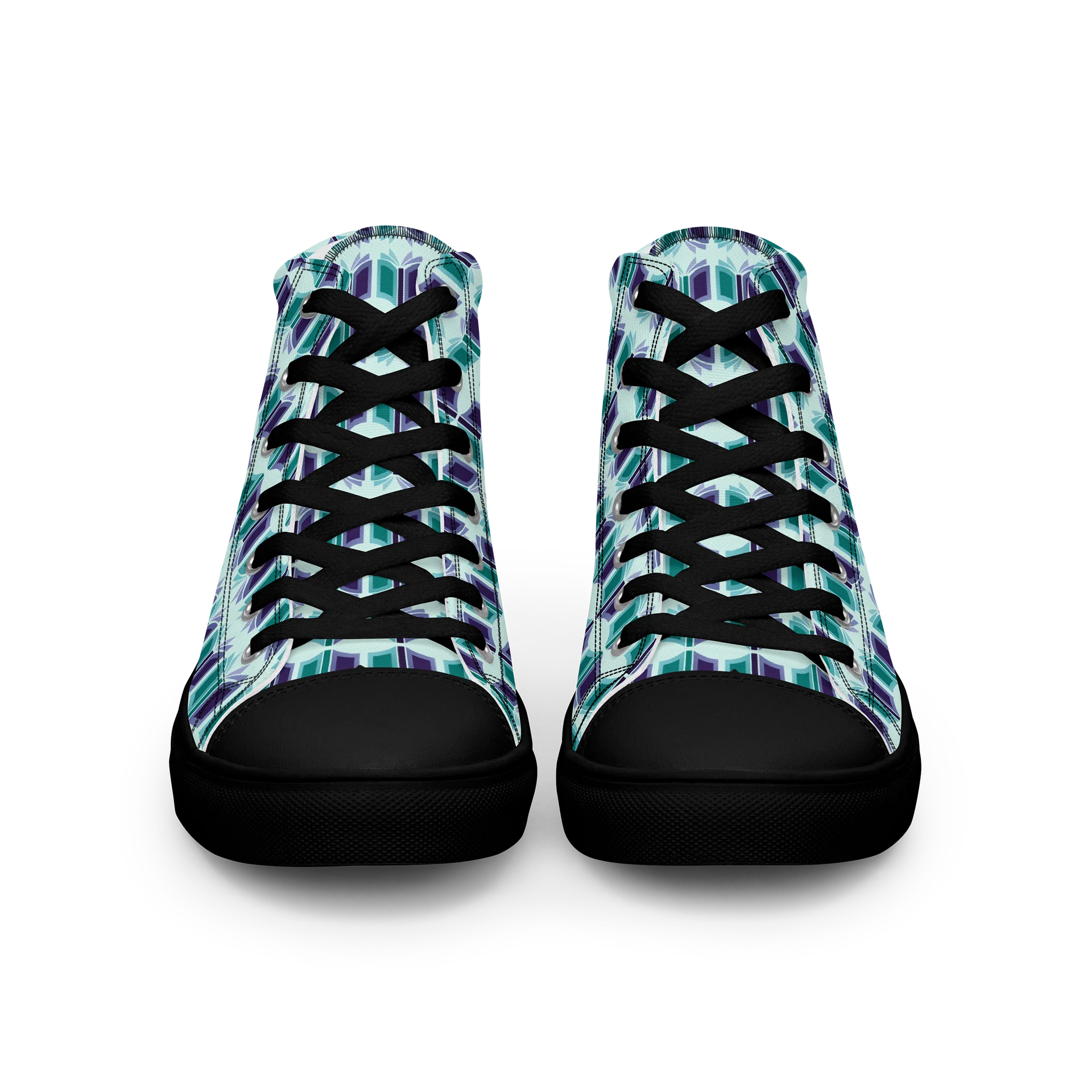 Women's High Top Canvas Shoes (Light Teal Background) product image (3)