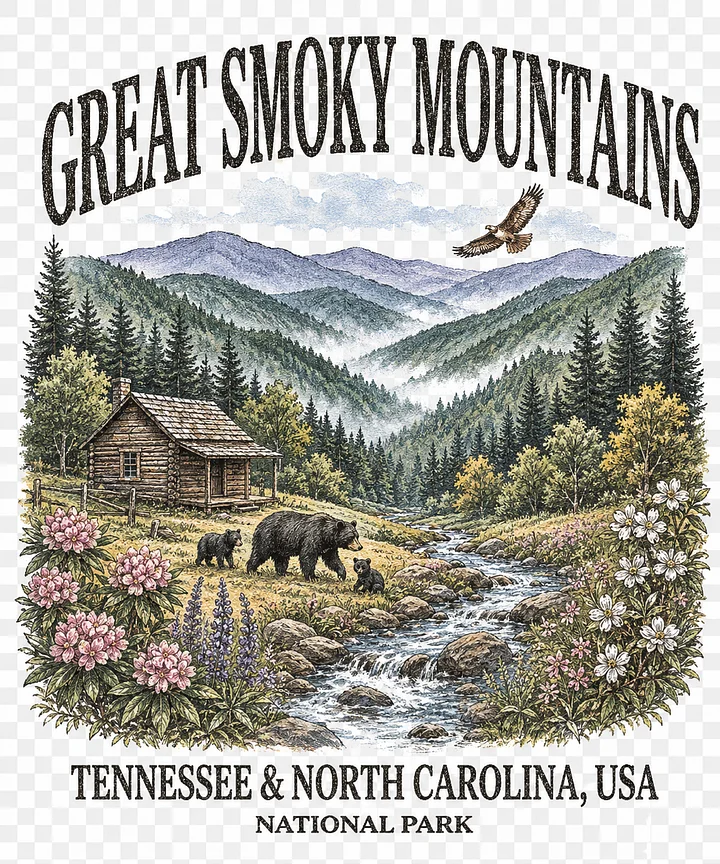 Vintage Great Smoky Mountains T-Shirt, National Park Graphic Tee, Outdoor Hiking Shirt, Comfort Colors Unisex product image (79)