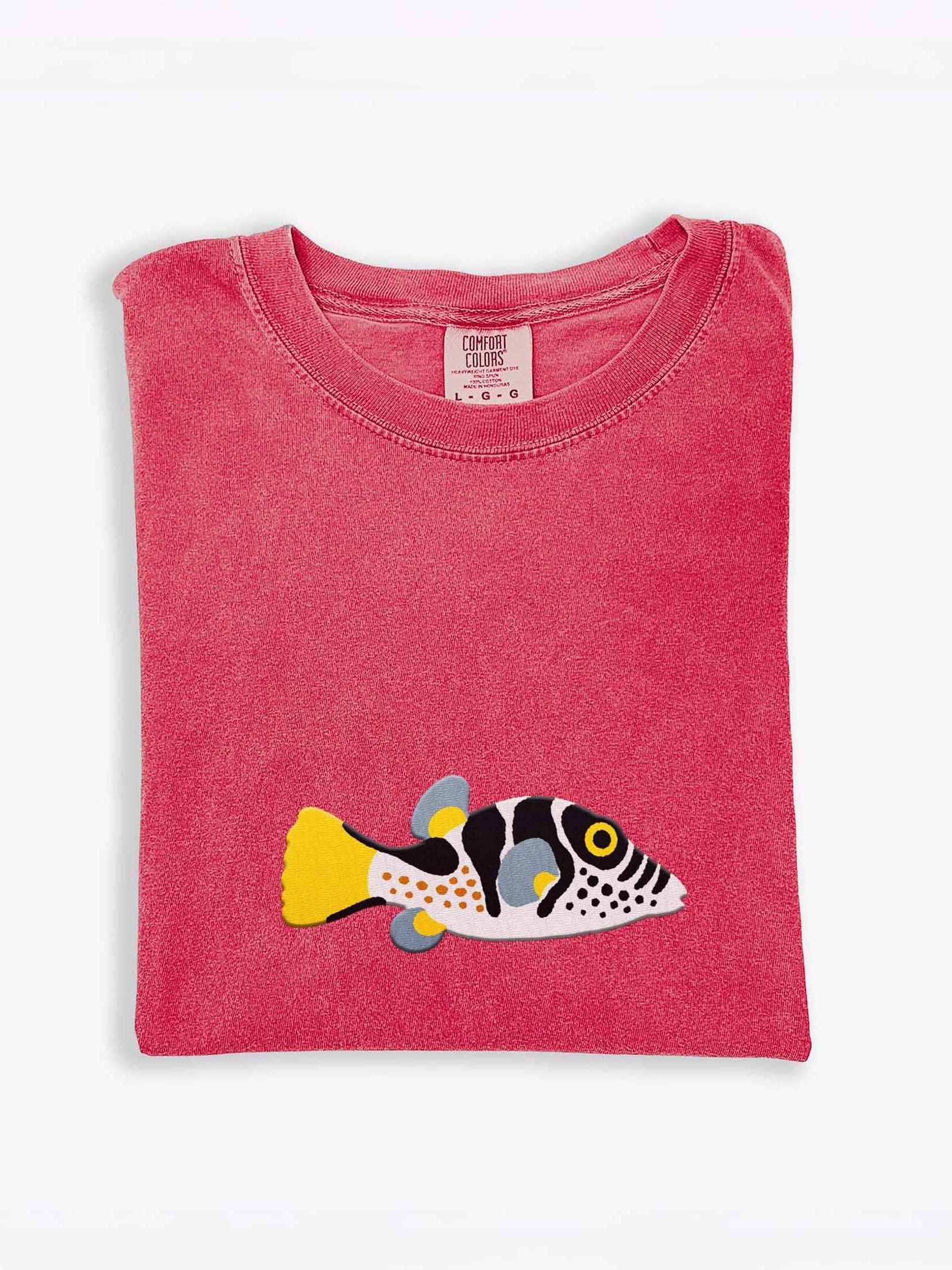 Valentini Puffer Embroidered Shirt | Reef Aquarium Fish Embroidery Tee | Toby Puffer Saltwater Marine Fish Apparel product image (1)