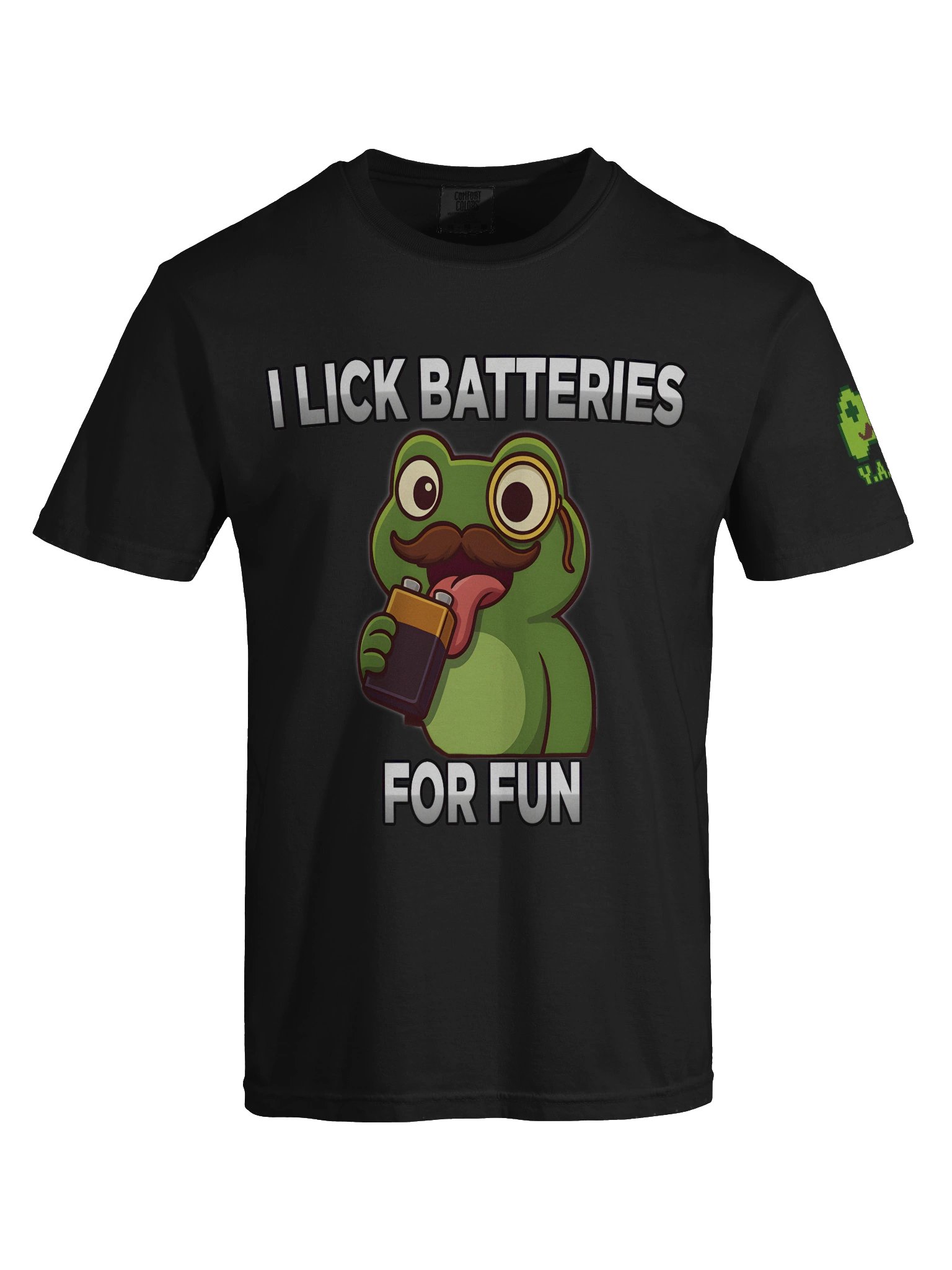 Whimsical Battery-Licking Frog T-Shirt product image (27)