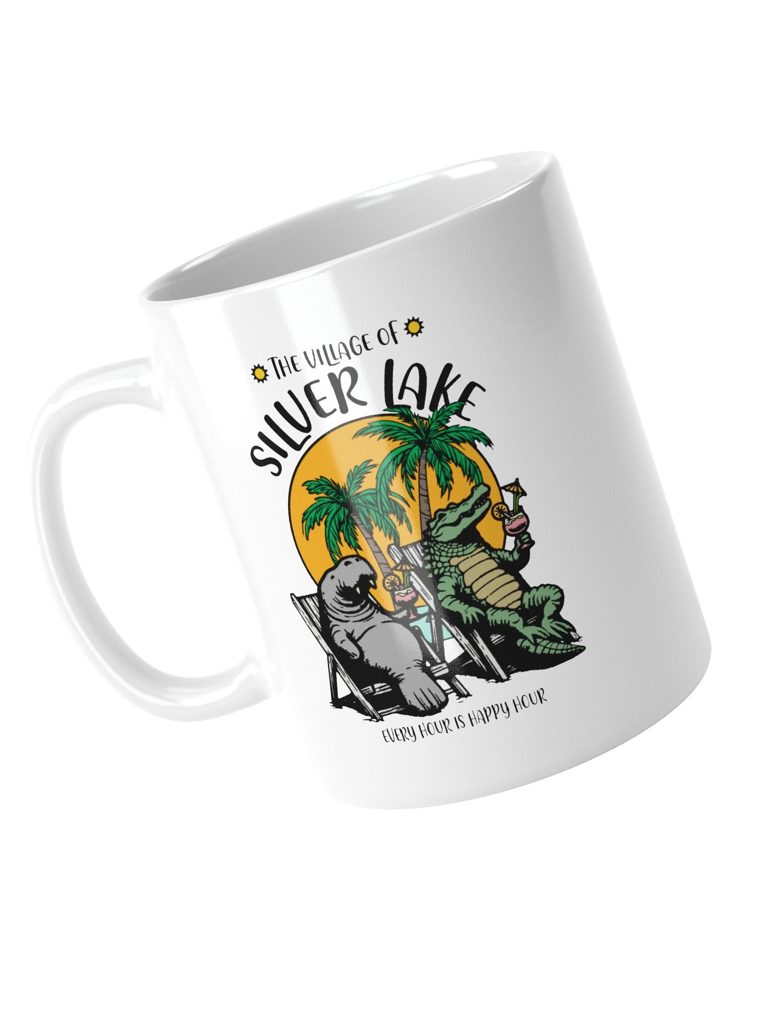 The Village of Silver Lake TV Florida USA Fun Manatee Alligator Design Coffee Mug product image (11)