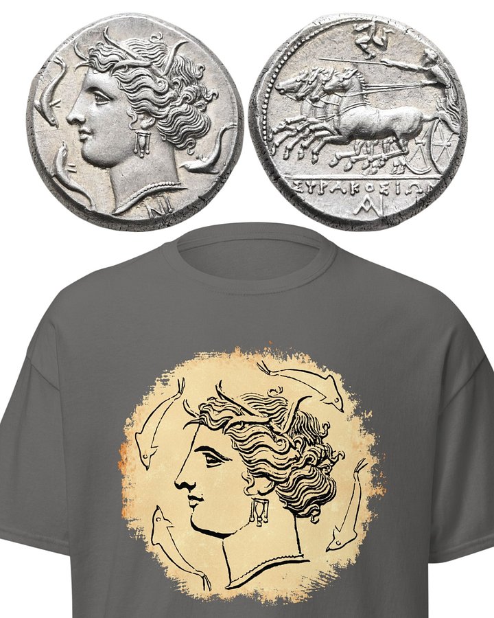 Arethusa Sea Nymph Ancient Greek Art 4th Century BC, Charcoal Tee product image (2)
