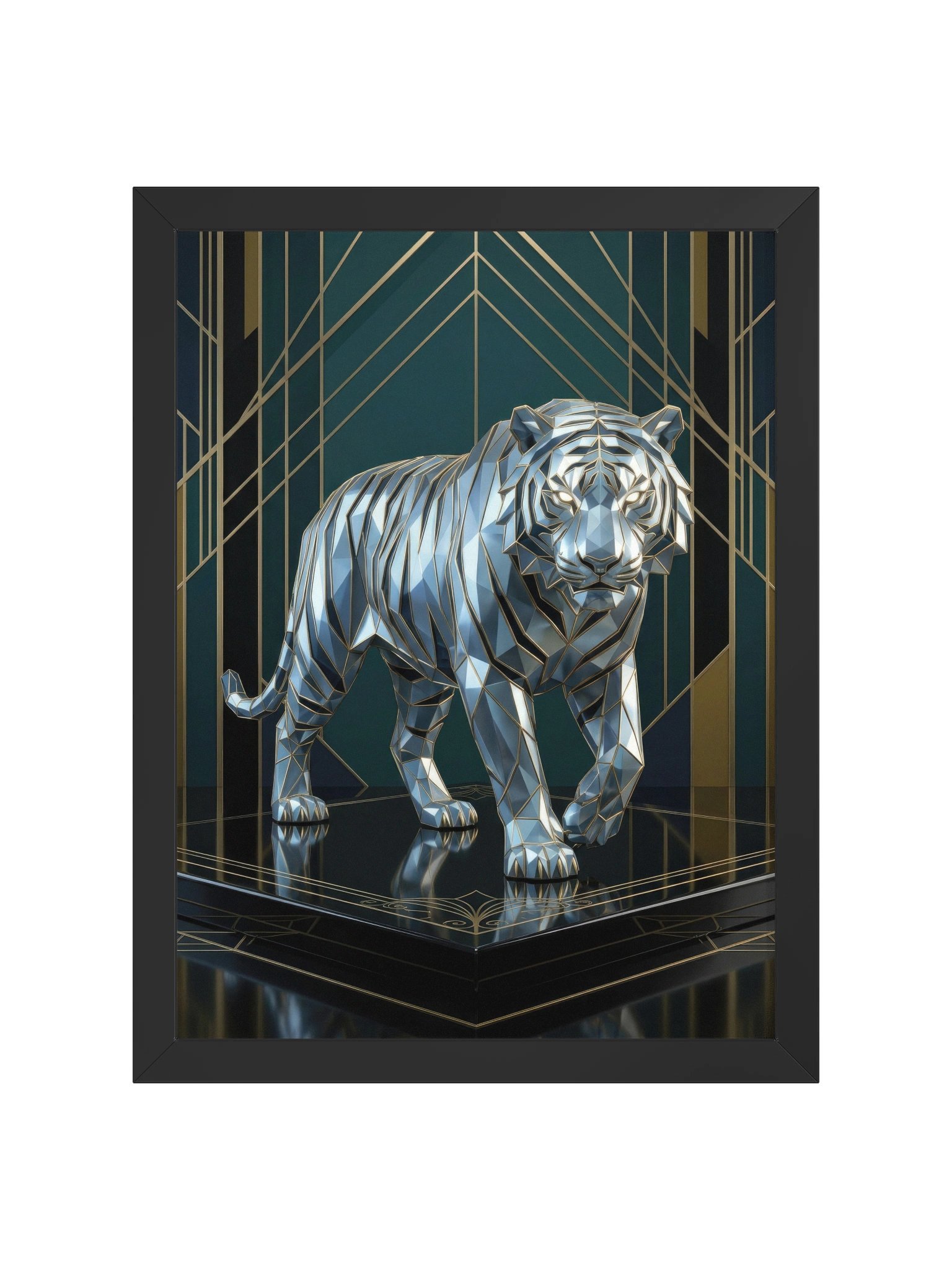 Geometric Tiger Framed Poster - Neo-Deco Wall Art product image (1)