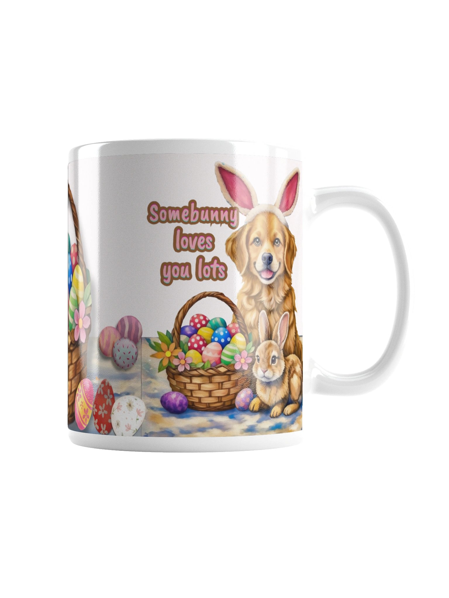 Easter Bunny & Golden Retriever Mug – Cute Easter Gift for Dog Lovers, Spring Coffee Cup with Original Illustration product image (12)