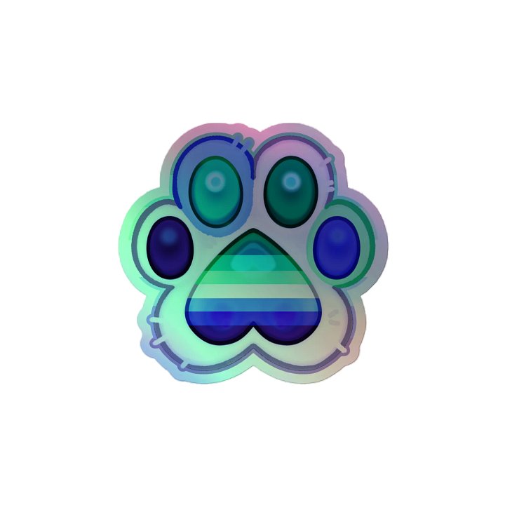 Gay Pride Paw Print Holographic Kiss Cut Sticker product image (2)